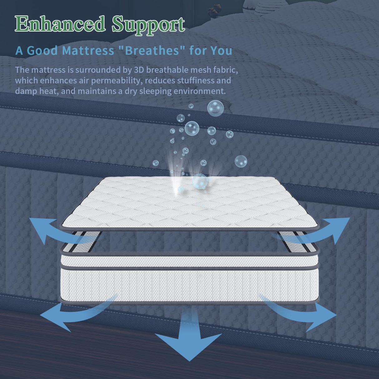 Gsleepee Full Size Mattress, 14 Inch Full Mattress in a Box, Memory Foam Hybrid Mattresses for Motion Isolation, Soft and Comfortable, Pressure Relief, Medium Firm Support Gsleepee