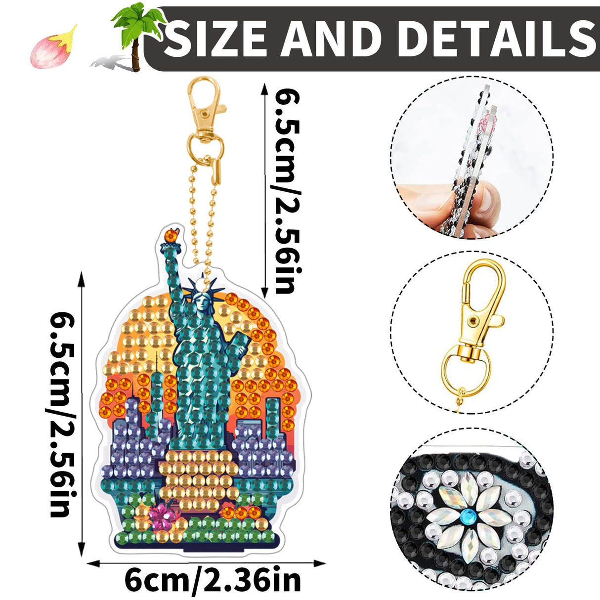 Ginfonr DIY Diamond Art Keychains Kit – 9PCS Diamond Painting Keychains for Bag with Famous Buildings, Cartoon Designs – Double-Sided Landscape Key Rings for Car, Party, Gift Decor, Garden Ginfonr