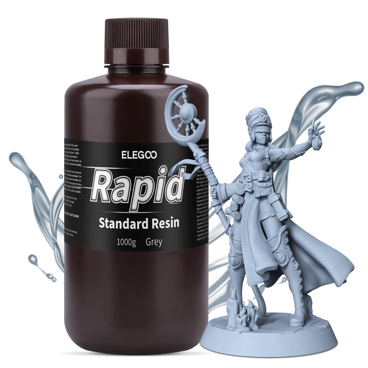 ELEGOO Rapid Standard Resin 3D Printer Resin 405nm Fast Curing High Precision Low Odor Especially for ELEGOO Saturn 3 Ultra and Mars 4 Ultra Grey 1000G Deeplee