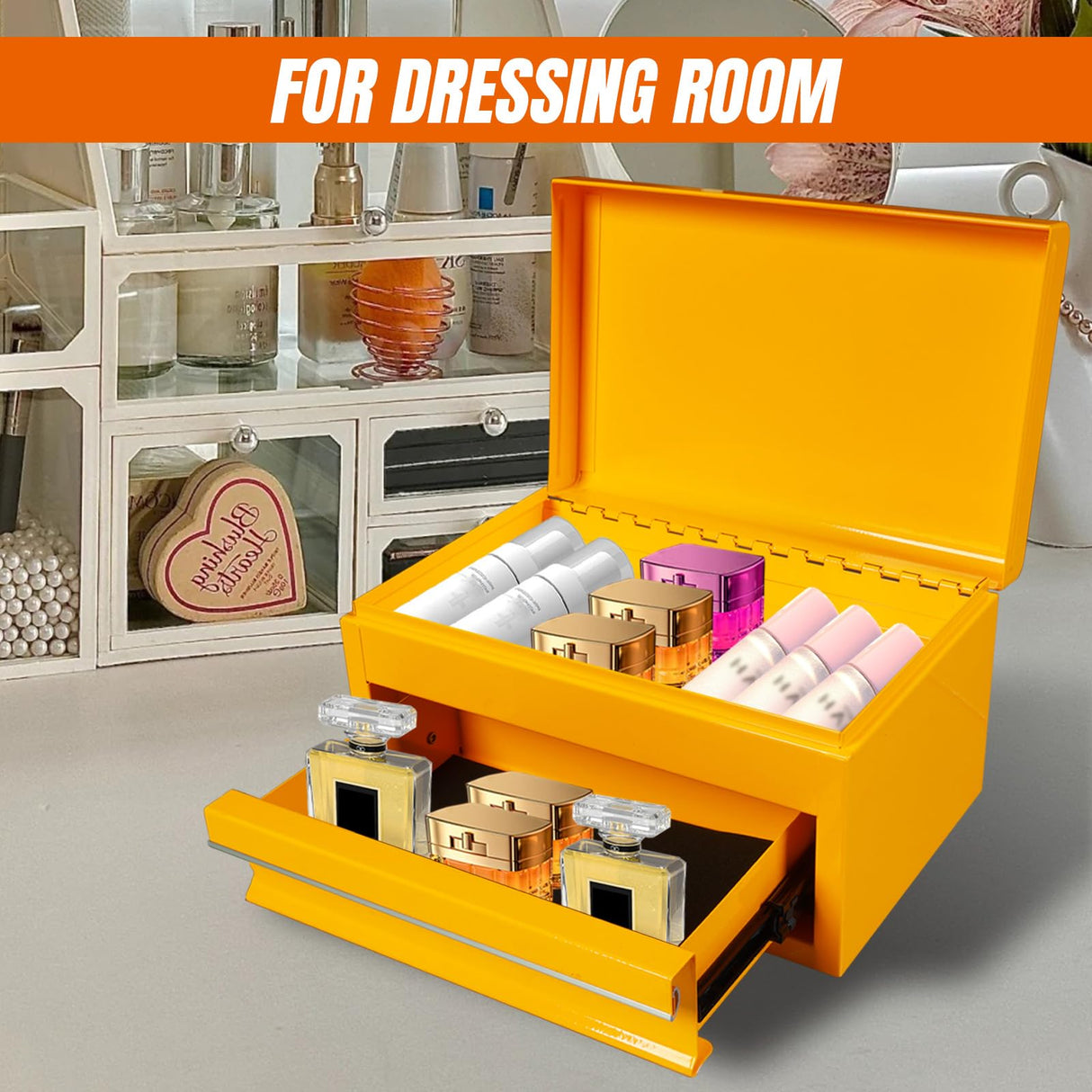 Torin APBT701YB 10" Mini Portable Steel Tool Box with Drawer for Home, Garage or Workbench, Yellow Torin