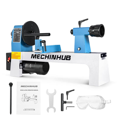 Mini Benchtop Wood Lathe, 8" x 12" Small Wood Lathe Machine 1/3 HP Infinitely Variable Speed 750-3200 RPM with Wood Turning Lathe Tools Kits Professional for DIY Woodworking