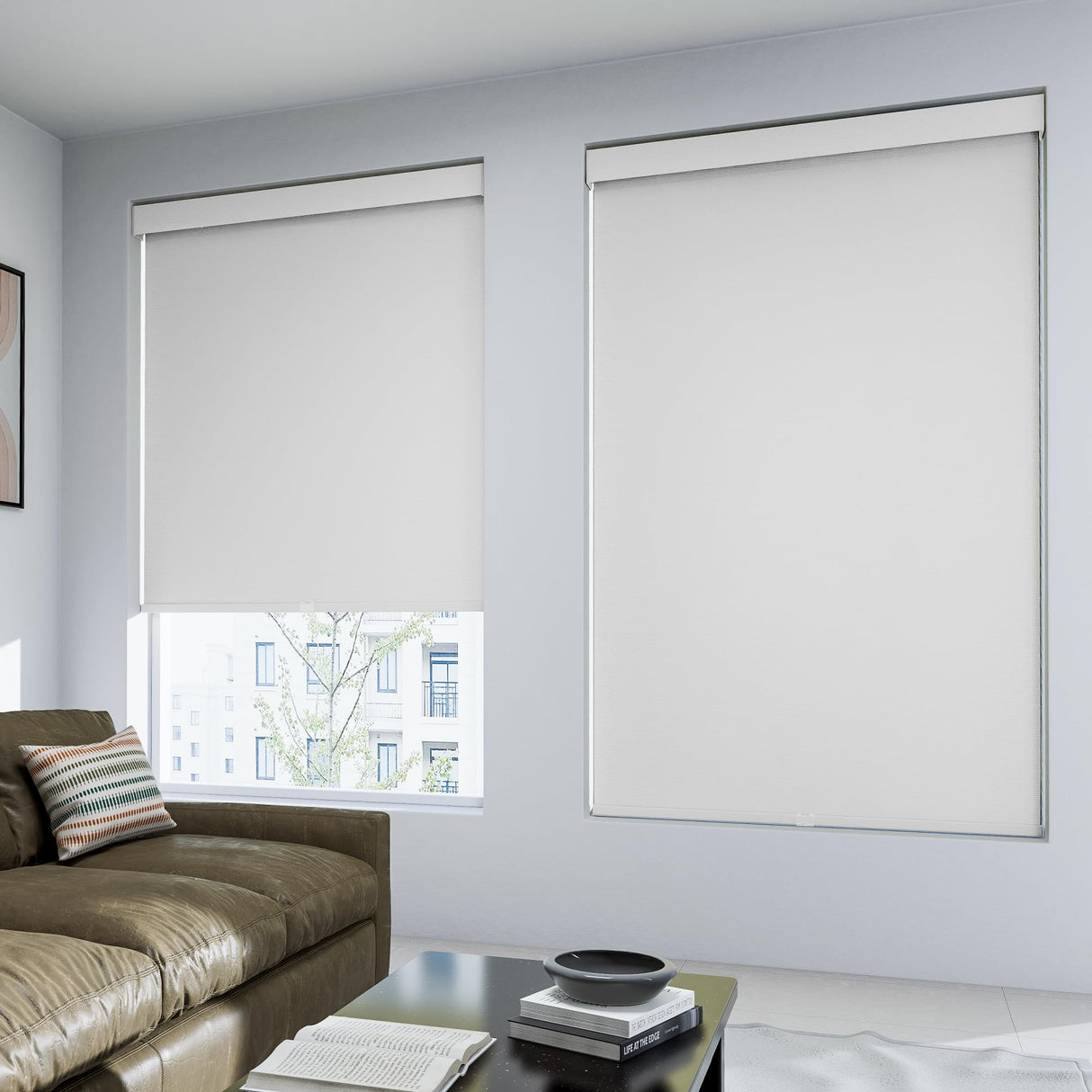 UNISHADES Cordless Blackout Roller Shades for Bedroom Windows, for Window Frame Size 31" W × 72" H White UNISHADES