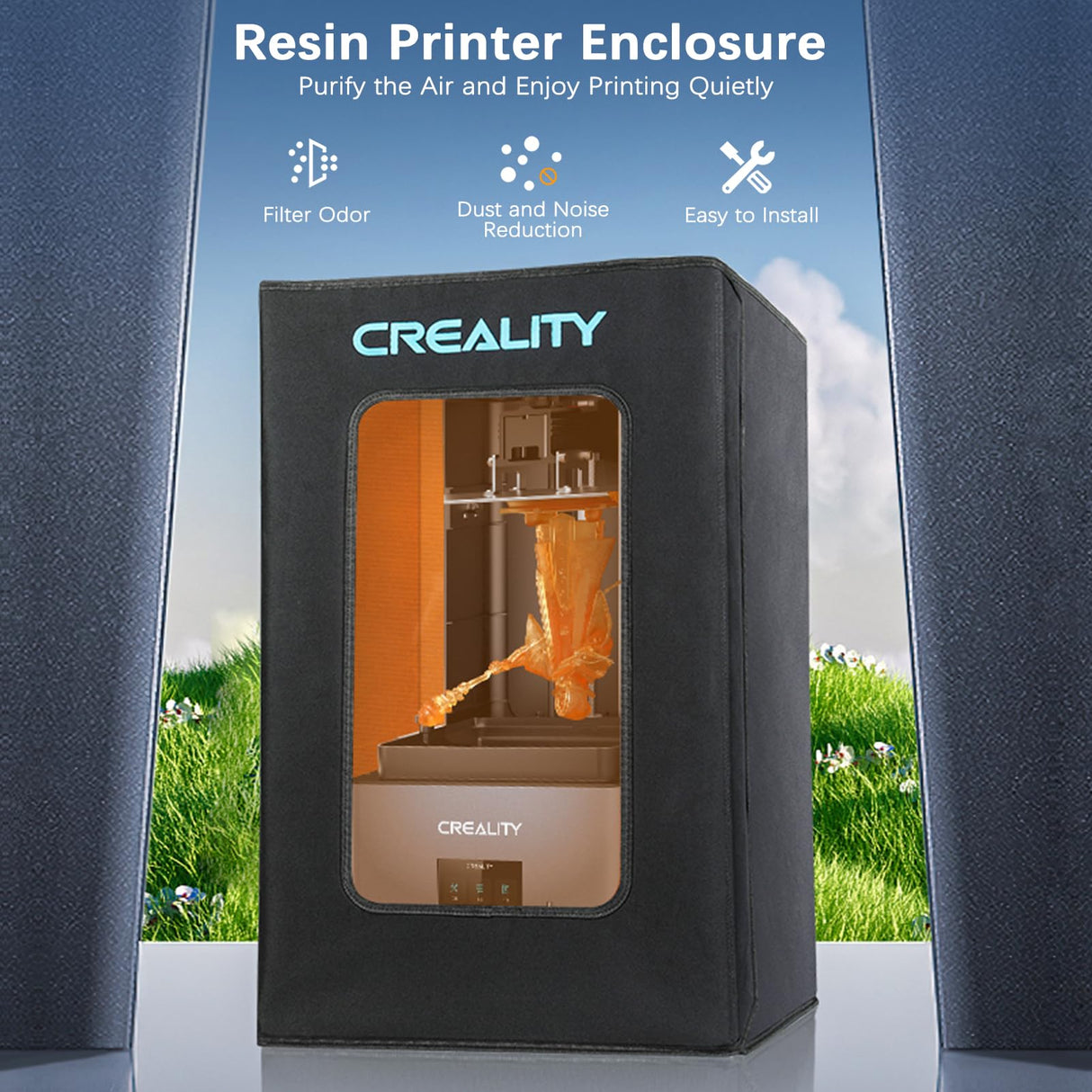 Creality Resin 3D Printer Enclosure Protective Cover with Ventilation, Carbon Filter, Fresh Air, Dust&Noise Reduce Tent for HALOT ONE/PLUS/PRO, HALOT SKY, HALOT LITE, HALOT MAGE/PRO, HALOT RAY, LD-006 Creality