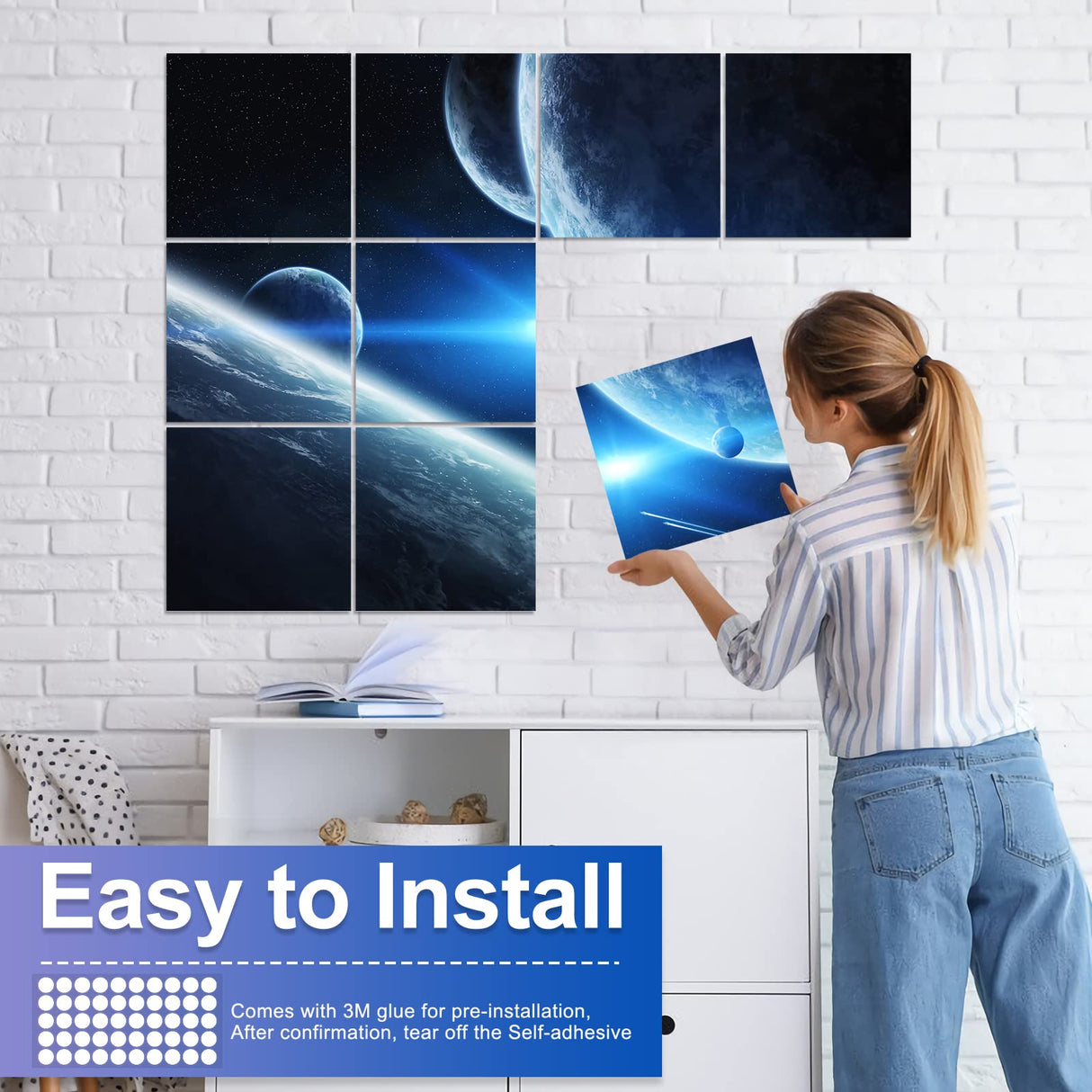 Dmsky Art Acoustic Panels,48“x36”Acoustical Wall Panel, Decorative Sound Absorbing Panel for Walls, Studio Acoustic Treatment Soundproof Wall Panel(12 Pack,Space) Dmsky