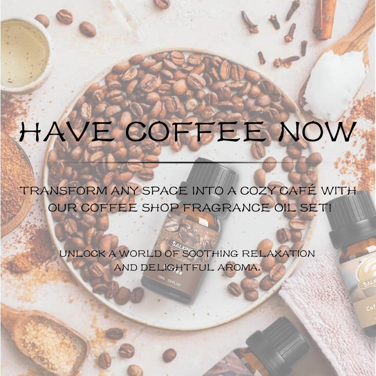 SALKING Coffee Shop Fragrance Oils Set, Premium Essential Oils Set for Diffuser, Scented Oil for Soap & Candle Making - Blueberry Pancakes, Coffee, Café Latte, Hot Chocolate, French Vanilla, Black Tea SALKING