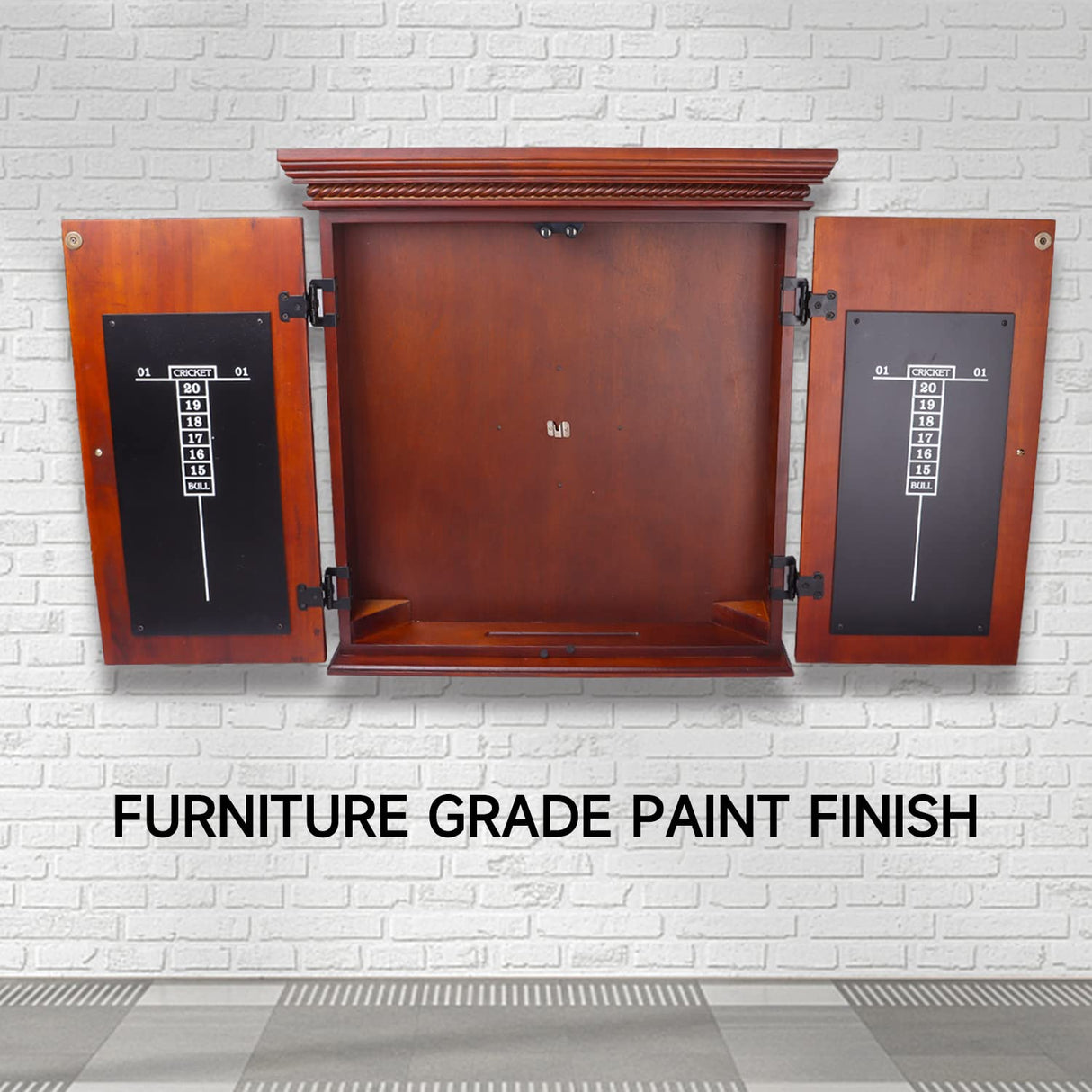 GSE Professional Solid Wood Classic Official Size Dartboard Cabinet with Dart Scoreboard for Game Room. Dart Board & Darts Not Included(Premium Brown) GSE Games & Sports Expert