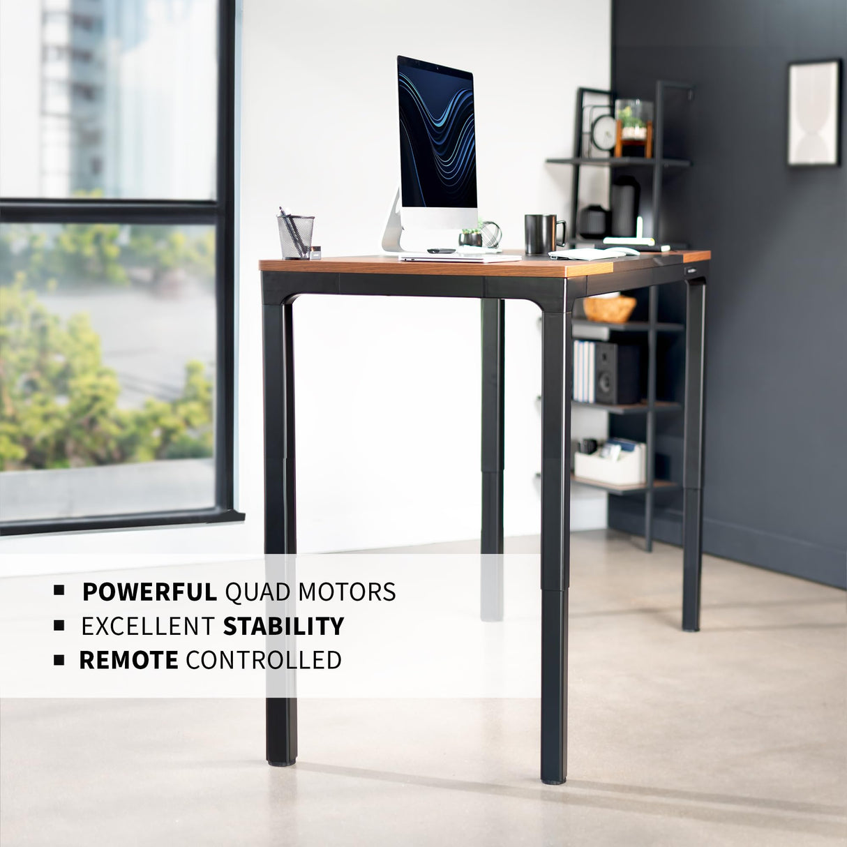 VIVO Premium Electric 71 x 30 inch Height Adjustable Memory Stand Up Desk, Black 4-Leg Quad Motor Frame, Black and Dark Walnut Table Top, DESK-KIT-F10BD VIVO