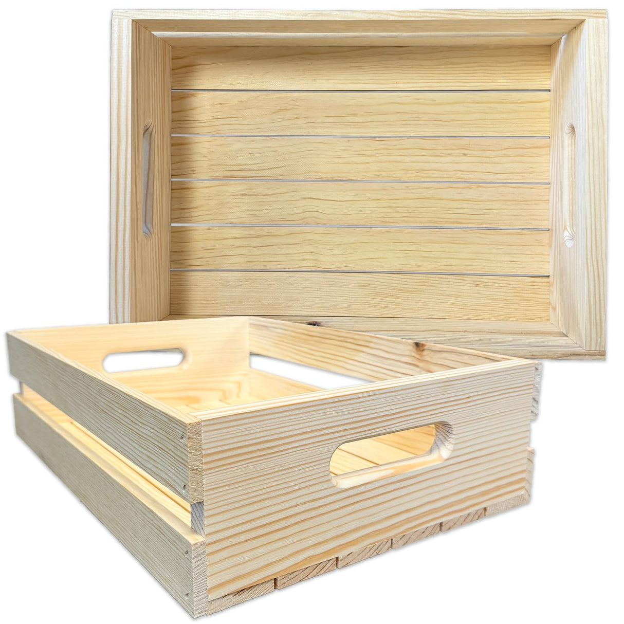 Wilson Wood Unfinished Pallet Serving Pine Crate for Storage and Decoration at Home, Office, Kitchen, Bedroom, and Retail (12.5"x4.75"x17.875") (Set of 2) Wilson