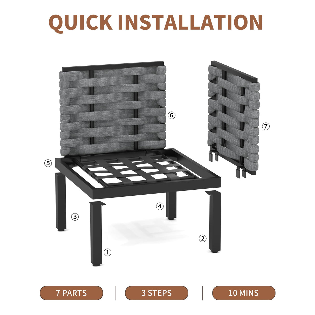 PIZZELLO 8 Pieces Patio Furniture Set Metal All Weather Outdoor Sectional Patio Sofa Seating Couch with 6" Thick Cushions and 2 Coffee Tables (Beige) PIZZELLO