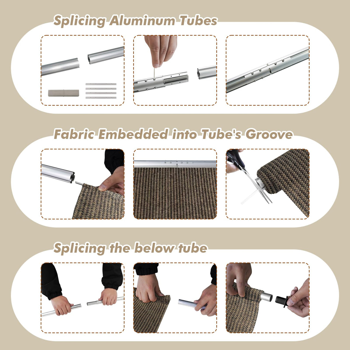 Amagenix Outdoor Roller Shades, 220GSM HDPE Exterior Cordless Patio Shades Roll Up Outdoor Blinds for Porch Gazebo 8'(W) x 6'(H), Spliced of Two Sections, Mocha Amagenix