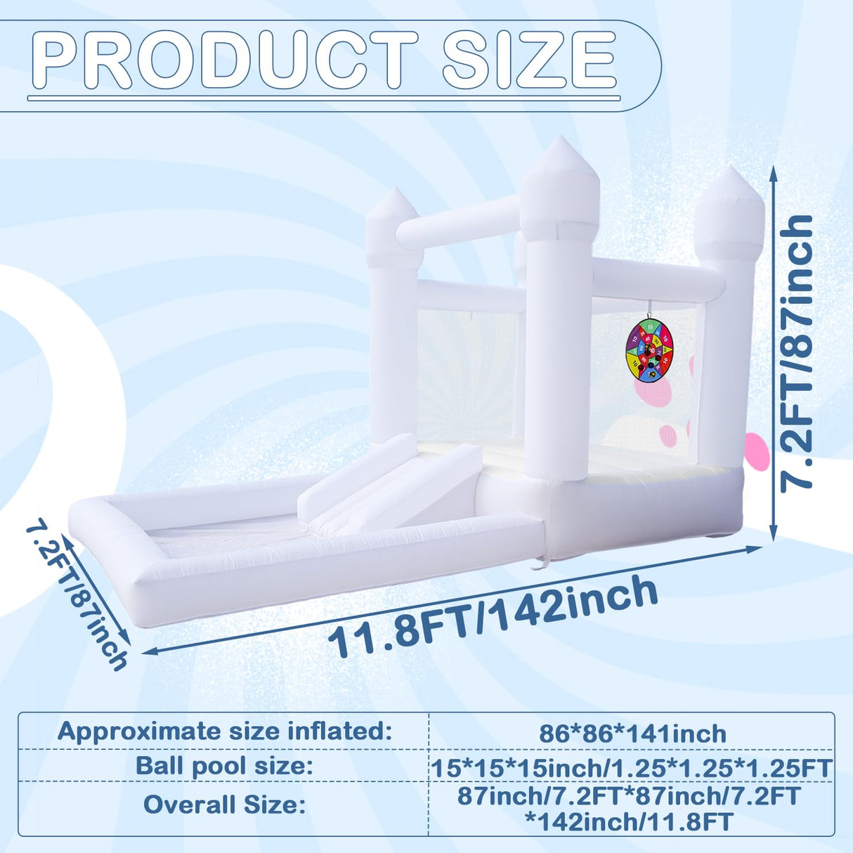 White Inflatable Bounce House Kids Inflatable White Bounce House with UL Blower, Large Ball Pool and Spacious Fun Room Bounce House for Kids 3-12 Felizhus