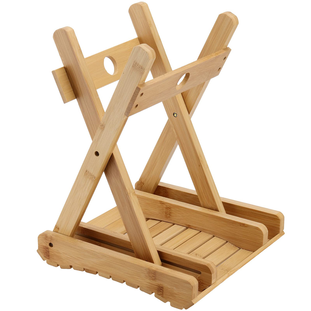 SINJEUN 2 Pack 12 Inch Natural Bamboo Folding Step Stool Bench for Bathroom, Spa, Sauna, Wooden Seat, Shower Bench Stool, Easy Assembled SINJEUN