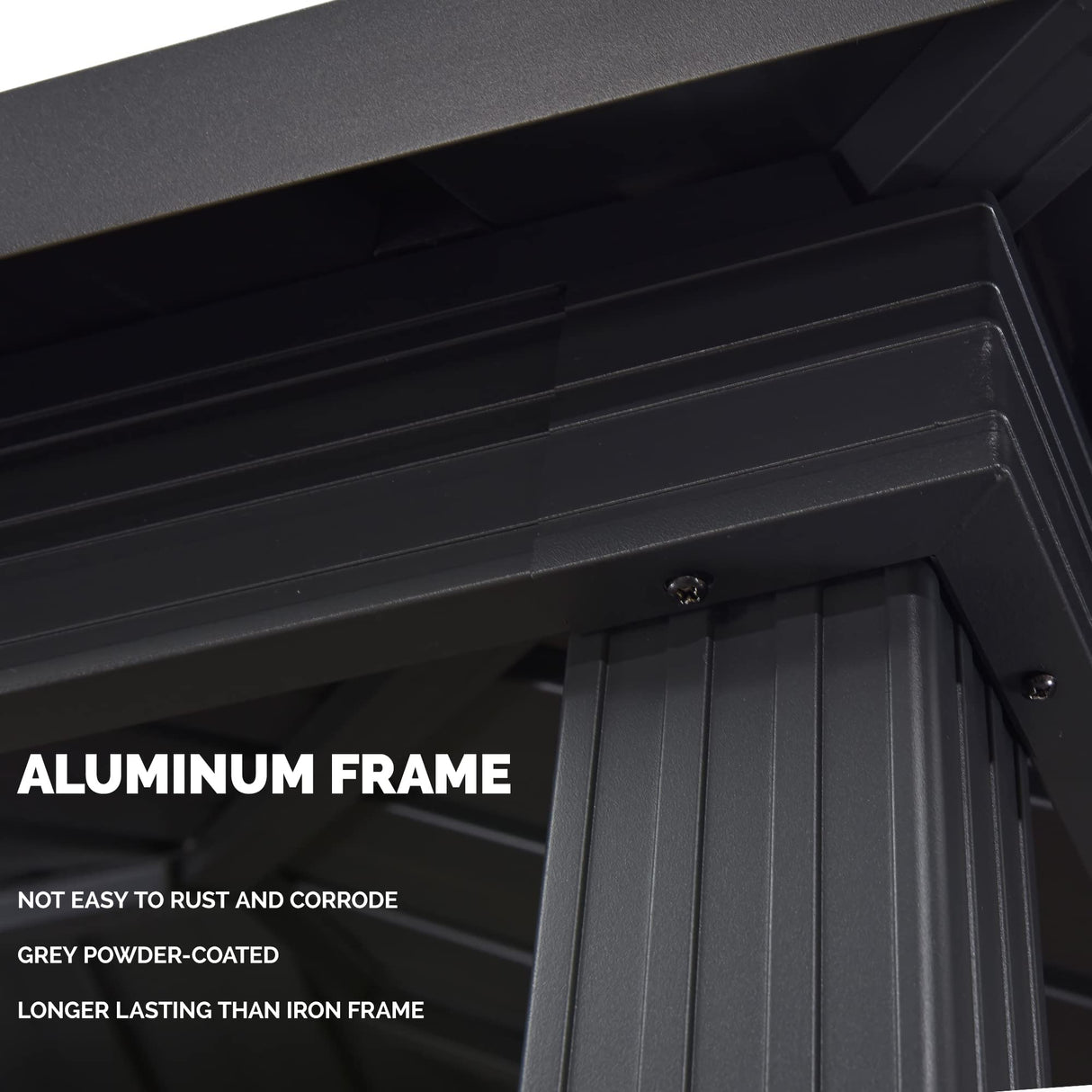 PURPLE LEAF 6' X 8' Hardtop Grill Gazebo for Patio Permanent Aluminum Barbeque Shelter Gazebo Canopy with Ceiling Hook and Shelves Double Tiered Grey PURPLE LEAF