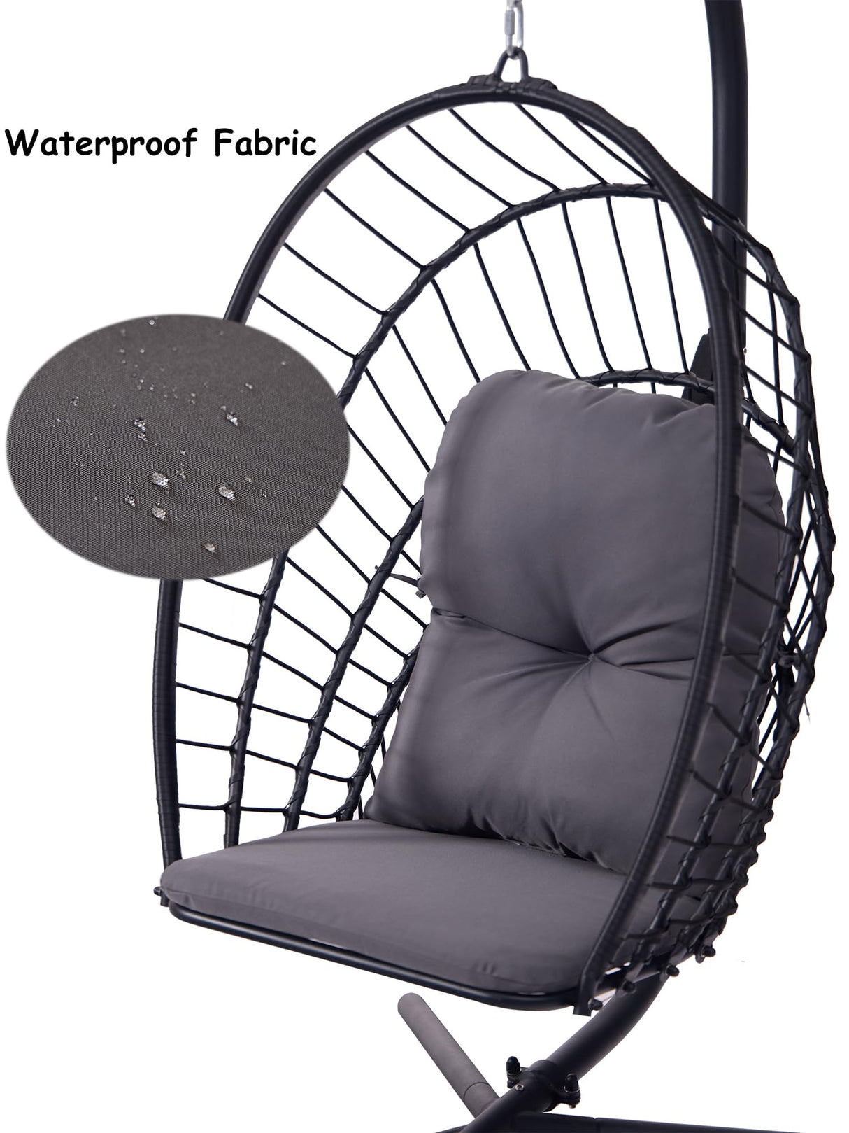 Topfuca Indoor/Outdoor Egg Hanging Chair with Stand - Patio Wicker Swing Hammock Chair. 350lbs Capacity, Cushioned. Ideal for Bedroom, Balcony, Porch, Garden. Versatile Swing Chair for All Spaces Topfuca