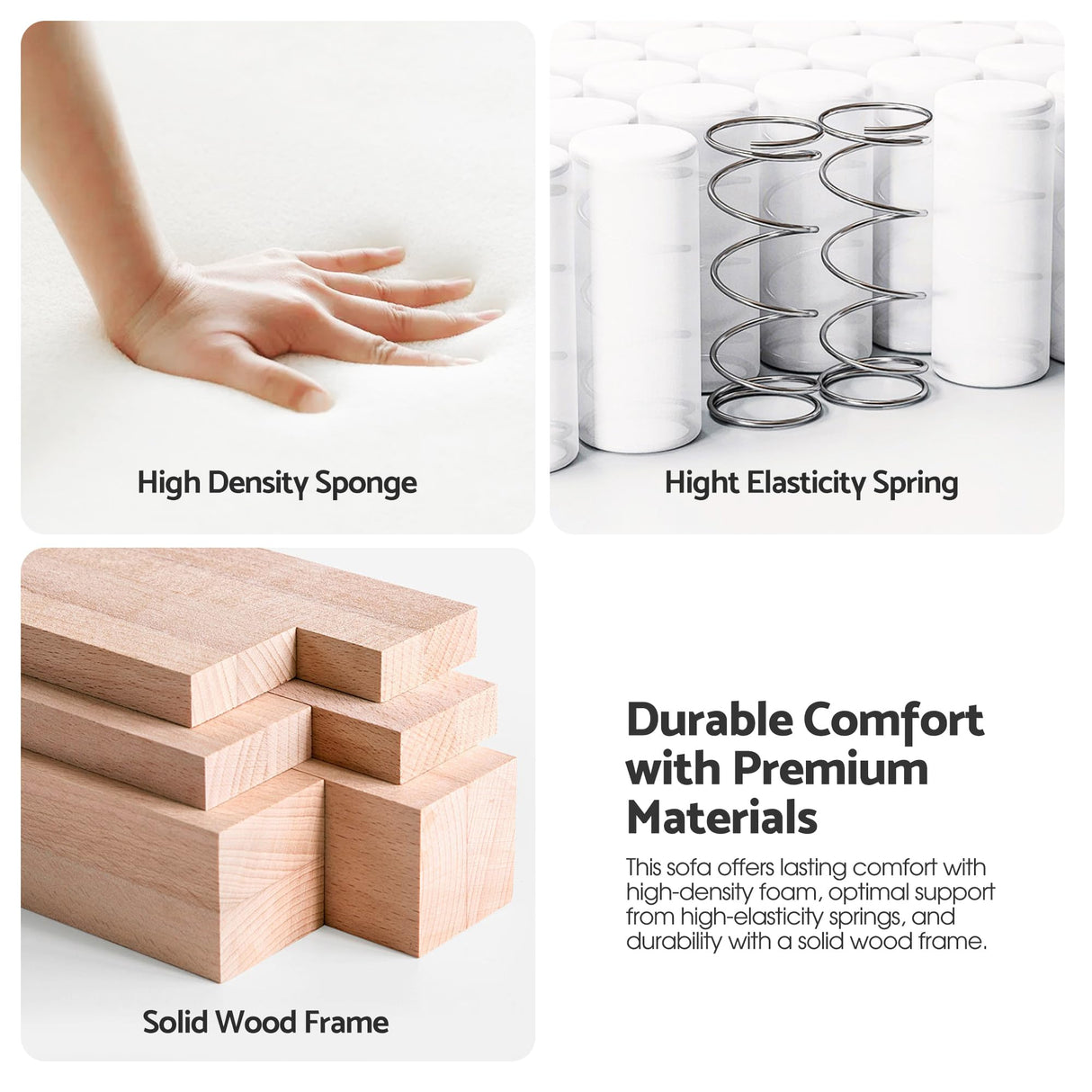 114” Modern Sailboat Loveseat Cloud Couch – Convertible Sofa Bed with Adjustable Depth, Deep Seats & Wide Armrests for Living Room, Apartment, or Small Spaces Beige smilesun