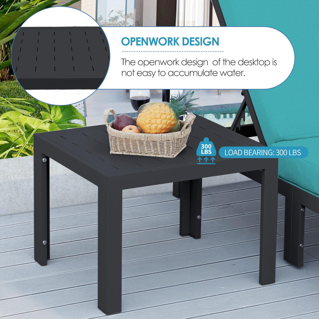 NICESOUL 13 Piece Large Modern Aluminum Patio Furniture Set, Rust Water Resistant Modular Outdoor Conversation Set with Chaise & Fire Pit Table, 500 lbs Durable Modular Sectional Sofa for Deck, Teal NICESOUL