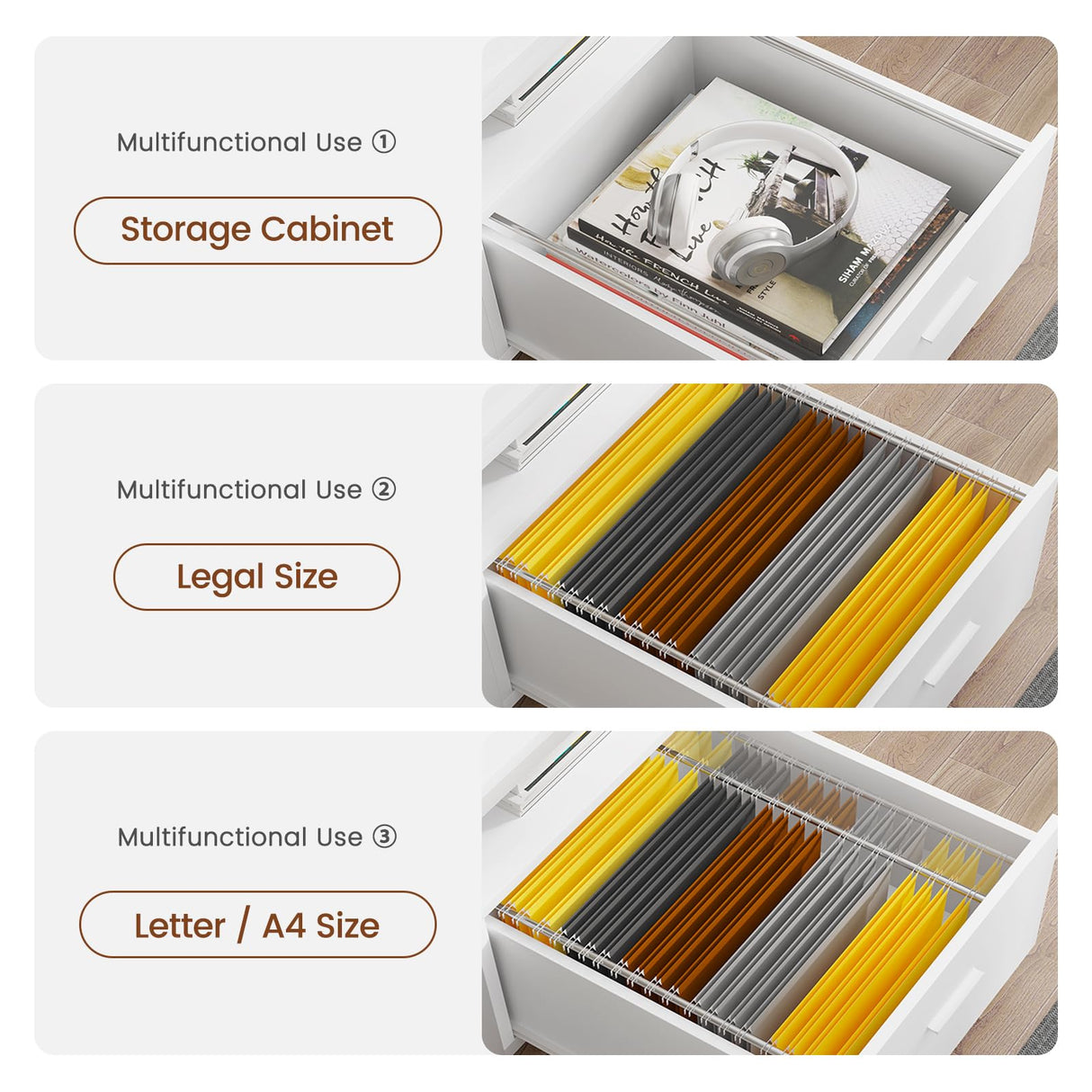 SEDETA White L Shaped Gaming Desk, 66" Home Office Desk with File Drawer, Power Outlet and Led Lights, Corner Computer Desk with Monitor Shelf, Printer Storage Shelves, for Two Person SEDETA