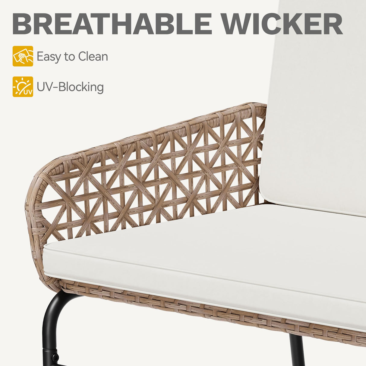 DWVO Outdoor Loveseat, All Weather Wicker Patio Sofa with Soft Cushions & High Back, Porch Furniture for Backyard, Balcony and Deck, Beige DWVO