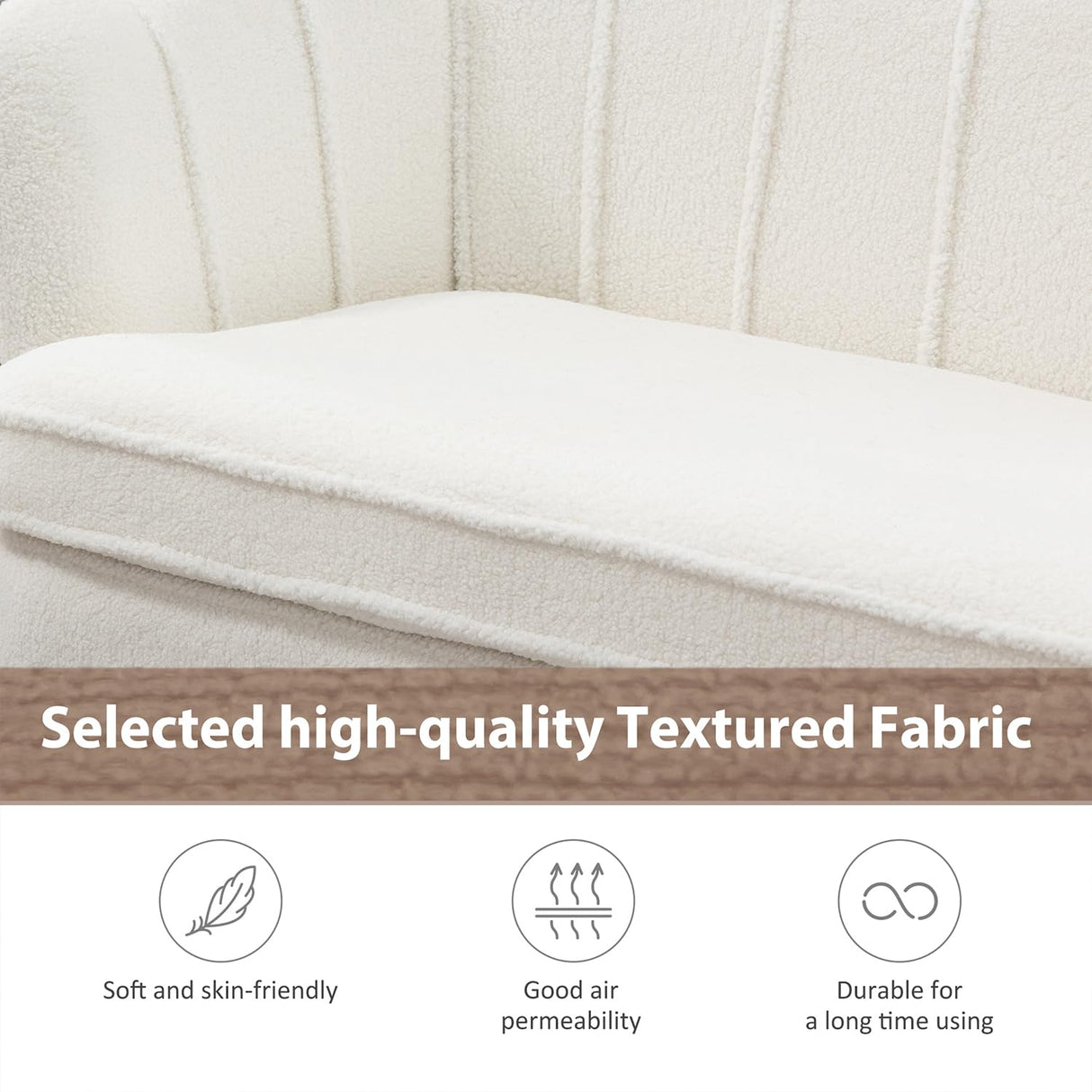 Modern Boucle Loveseat Couch,Futon Small Sofa with Gold Metal Legs ,2-Seater Upholstered Mini Sofa Couches for Small Space,Living Room Bedroom Office Dorm Studio Apartment Love Seat Couche(White) Gustonhon