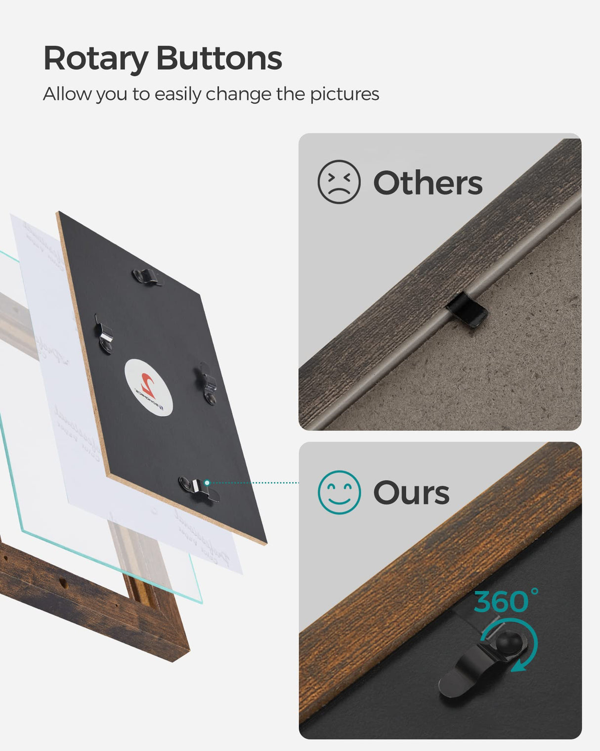 SONGMICS 4x6 Collage Picture Frames, 12-Pack Picture Frames Collage for Wall Decor, Rustic Brown Photo Collage Frame, Multi Picture Frame Set with Glass Front, Assembly Required SONGMICS