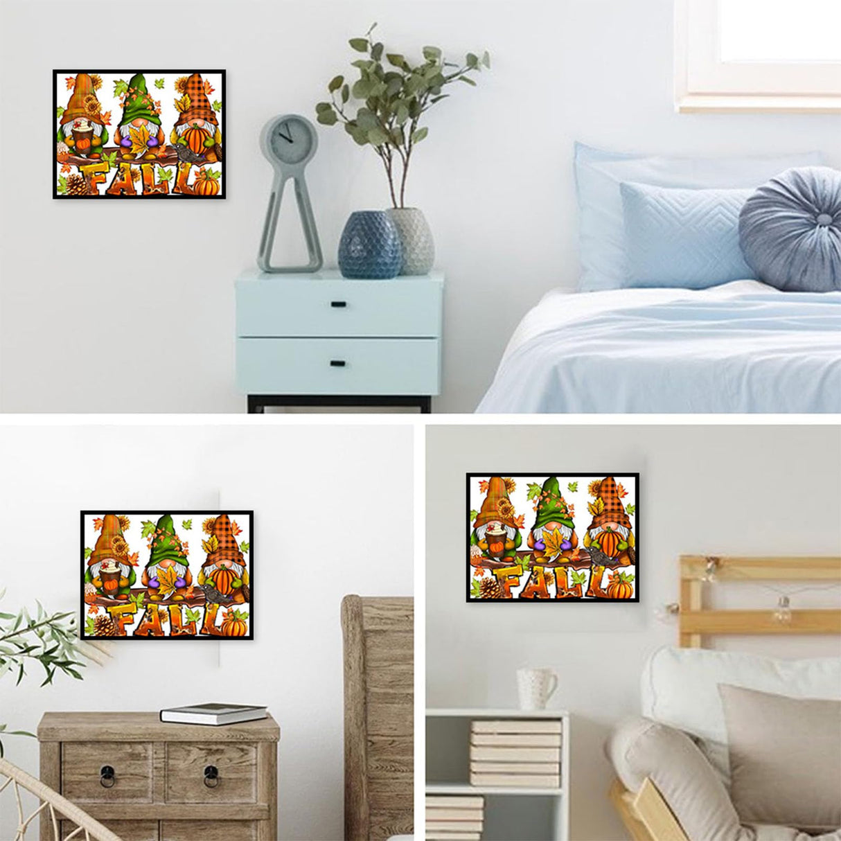 ajepon Gnome Diamond Art Kits for Adults - Fall 5D Diamond Painting, Gnomes Gem Art for Adults, Fall Pumpkin Gem Painting Kits for Wall Home Decor Arts Craft 12x16inch ajepon