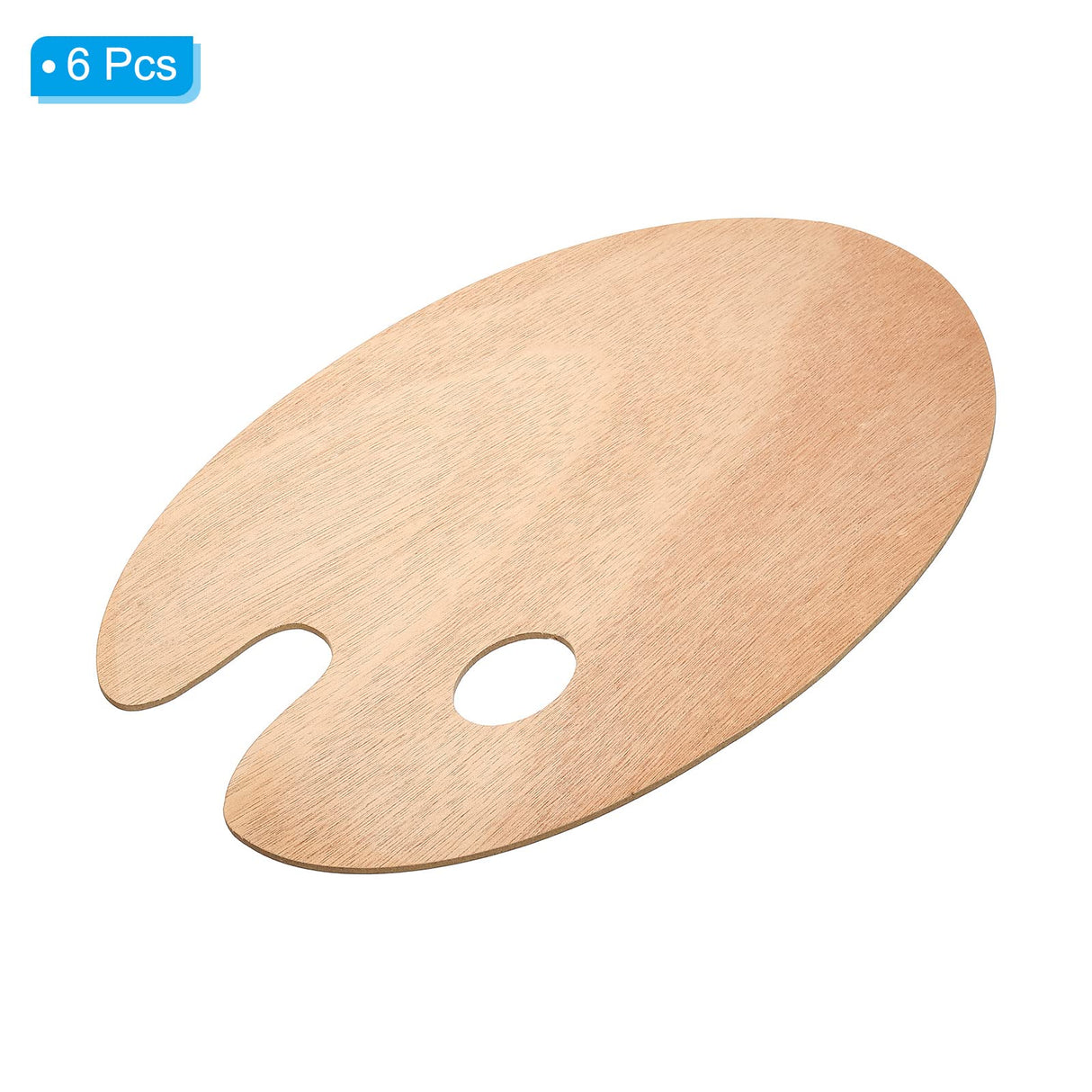 PATIKIL 8"x12" Wooden Paint Palette, 6 Pack Wood Painting Palette Color Mixing Oval Paint Tray Palette with Thumb Hole for Oil Watercolor Artist, Wood Color PATIKIL