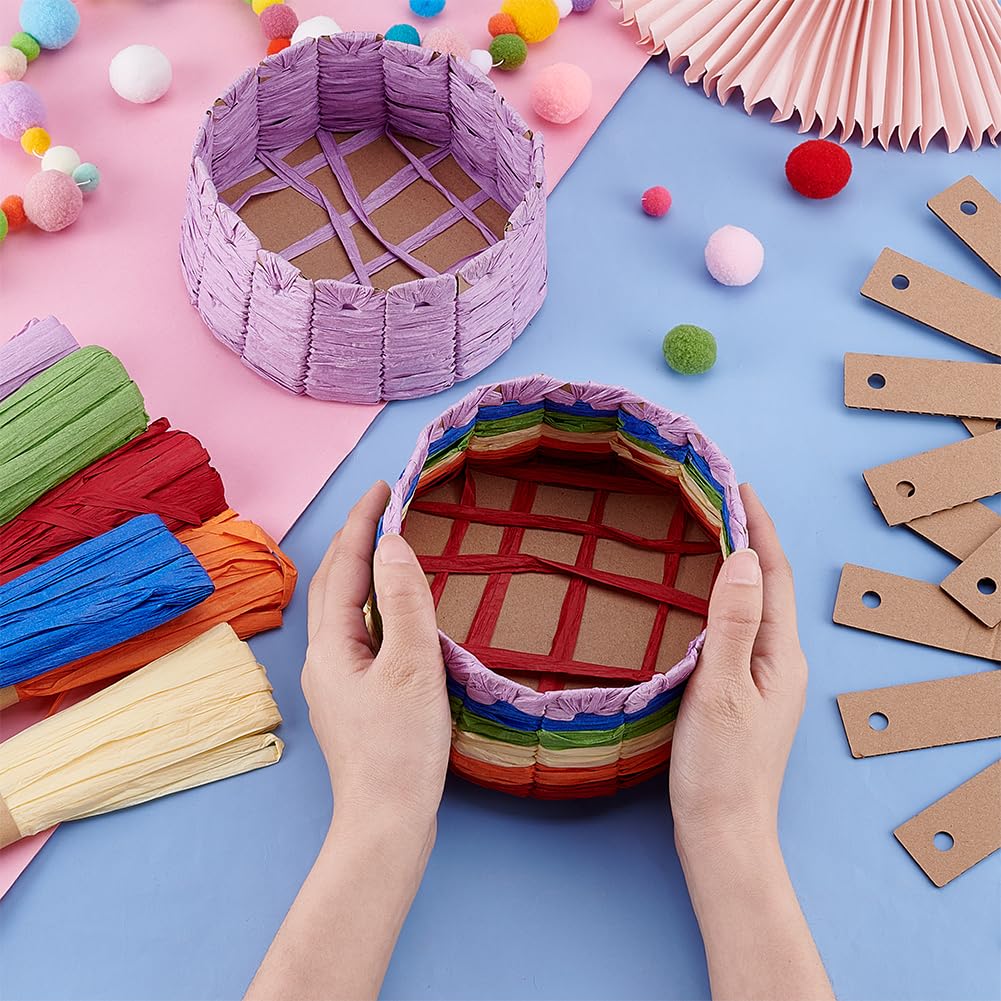 FREEBLOSS 9 Set Basket Making Kit Creative Raffia Basket with Instruction Easter Basket Making Kit Basket Weaving Supplies for Adults Creative Woven Bowl Kits for Easter Activities 12 * 12'' Template FREEBLOSS
