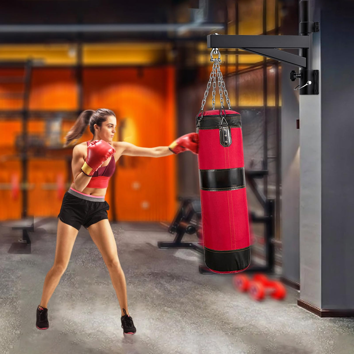 BeneLabel 17" Punching Bag Hanger Wall Mount 360 Swivel Heavy Bag Hanger 800 LB Capacity Boxing Bag Mount Bracket for Home Gym Muay Thai Bag BeneLabel