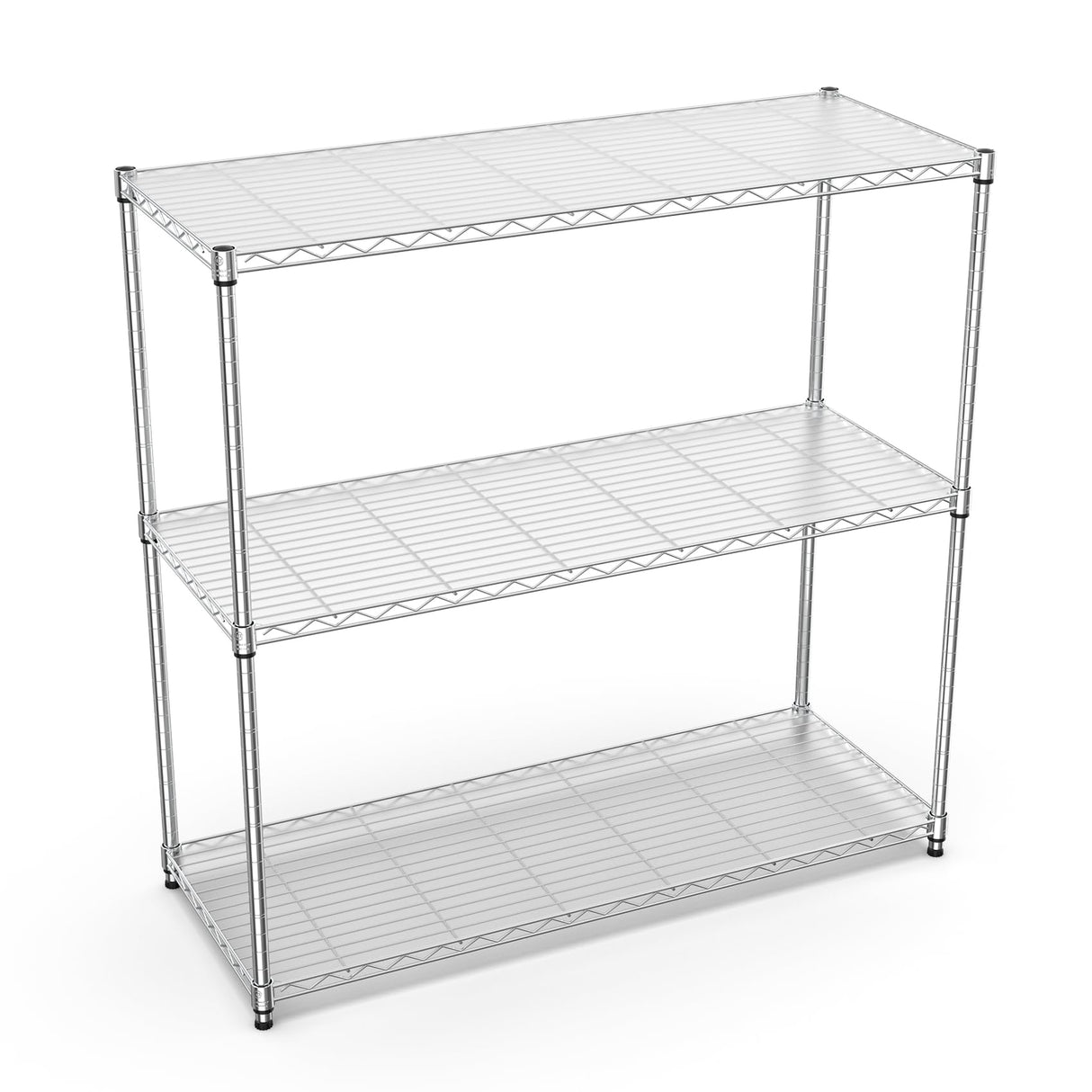 pouseayar 3 Tier NSF Metal Shelf Wire Shelving Unit, 1050lbs Capacity Heavy Duty Adjustable Storage Rack with Shelf Liners for Closet Kitchen Garage pouseayar