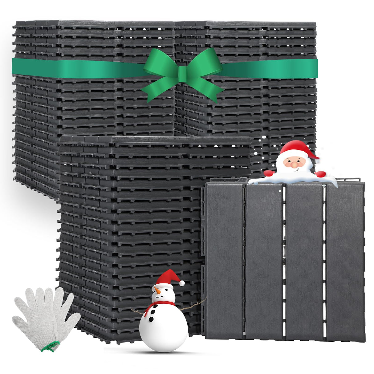 Dyna-Living 60 sq. ft Plastic Interlocking Deck Tiles, 60 Pack, 12"x12" Indoor Outdoor Waterproof Patio Floor Decking Tiles for Balcony, Backyard, Garden & Poolside, All Weather Use, Dark Grey Dyna-Living