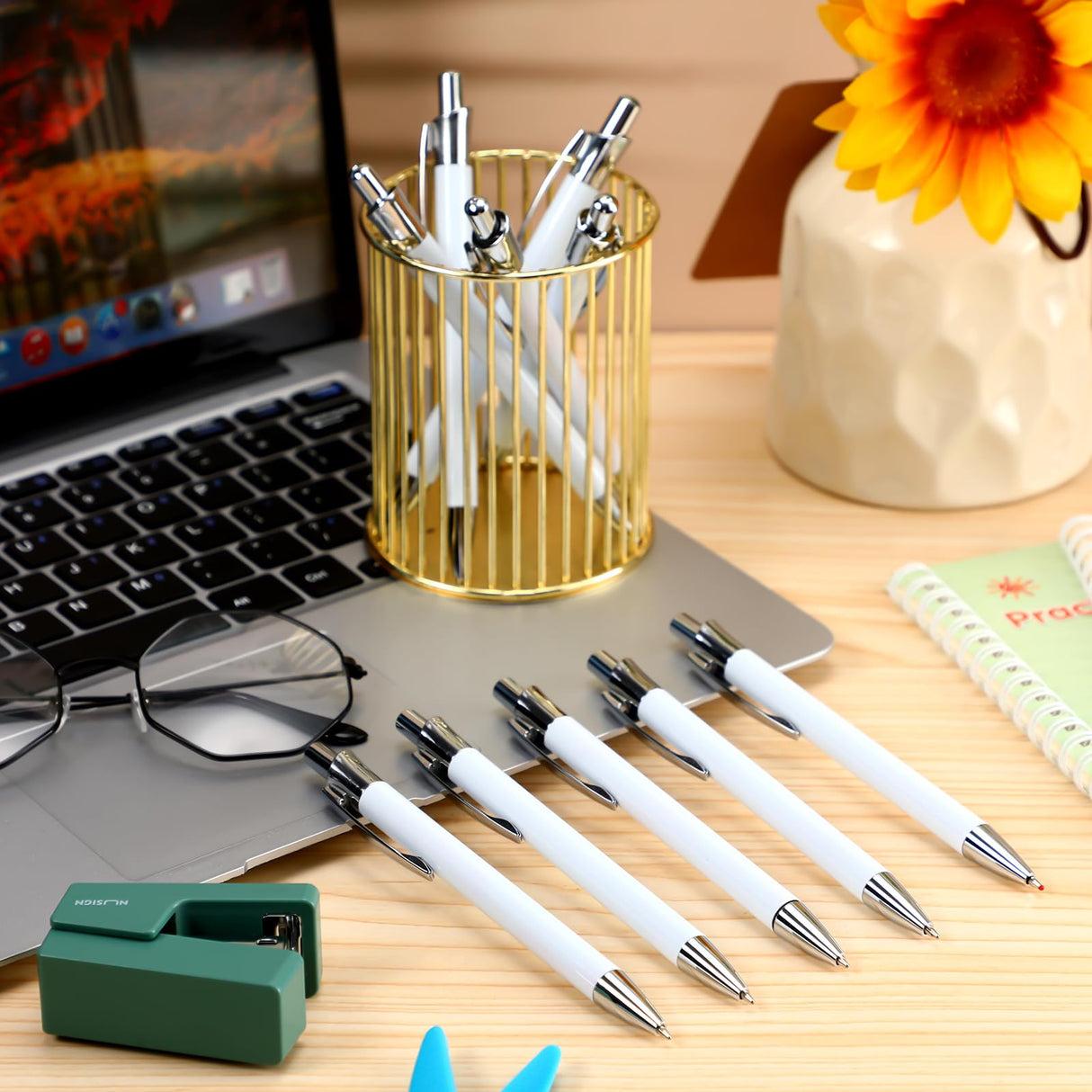 Yexiya Sublimation Pens Blank Heat Transfer Pen Sublimation Ballpoint Pen with Shrink Wrap White Aluminum Customized Clip Pen School Supplies for Christmas Office School Stationery Supplies (20 Pcs) Yexiya