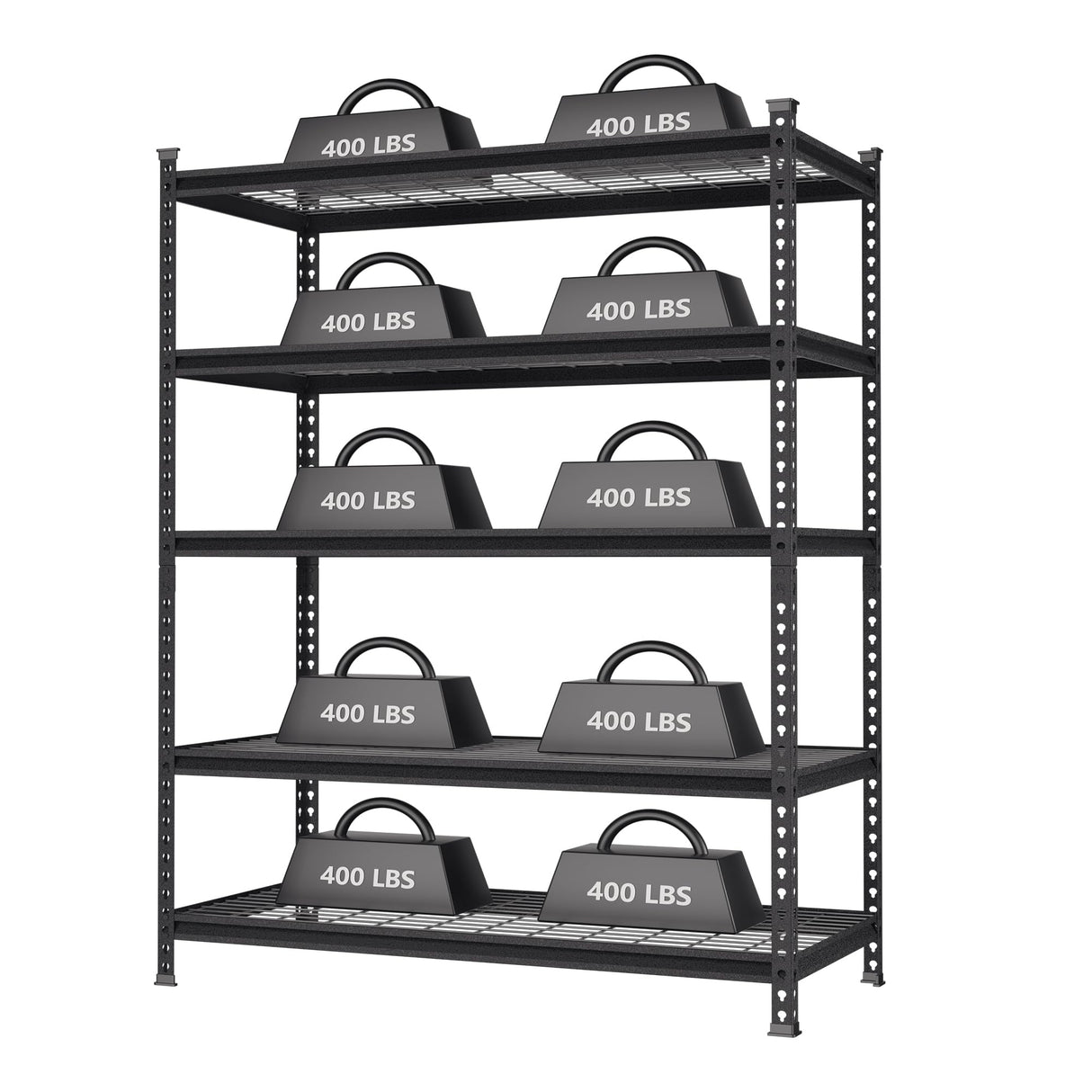 WORKPRO 5-Tier Metal Storage Shelving Unit, 48”W x 24”D x 72”H, Adjustable Storage Rack Heavy Duty Shelf, 4000 lbs Load Capacity (Total), for Garage, Kitchen, Bathroom, Warehouse, Black/Sliver WORKPRO