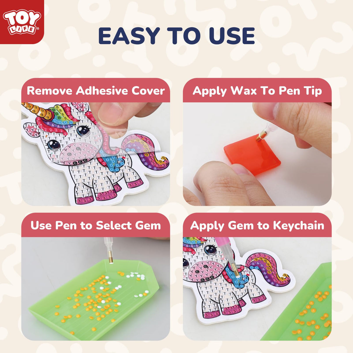 TOY Life Diamond Art Kits for Kids, 9PCS DIY Unicorn Diamond Painting Kits Keychains for Girls, Diamond Dots Gem Art for Kids 4-8 8-12 TOY Life