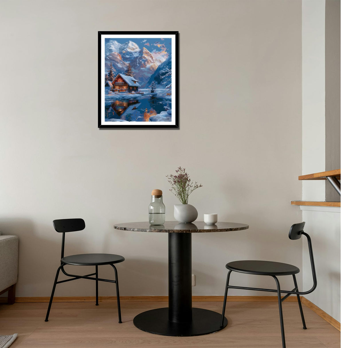 ARNLRDYA Cabin Paint by Number for Adults Beginner, Snow Mountain Paint by Numbers Kit, Lake Acrylic Painting On Canvas for Gift Home Wall Decor(16×20inch Unframe) ARNLRDYA