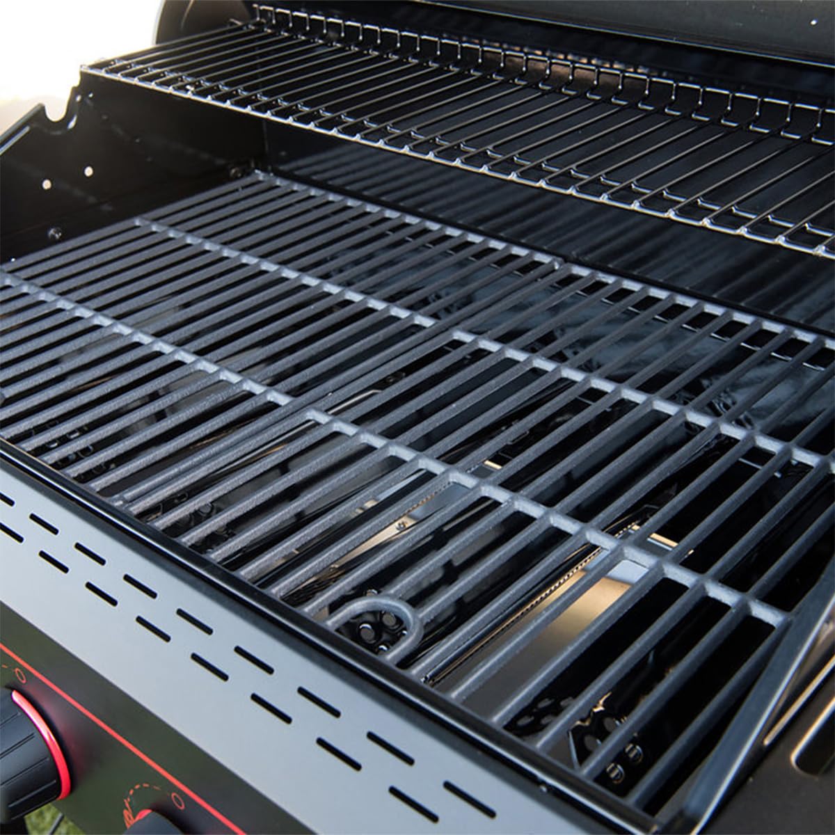 Megamaster 720-0982 5 Burner Propane Barbecue Gas Grill, Side Shelves with Hooks, for Outdoor Cooking, Patio, Garden Barbecue Grill, 50000 BTUs, Open Chart, Black Megamaster