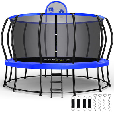 Zupapa 1800LBS Weight Capacity 2025 Double Frames Trampoline with No-Gap Design Curved Poles 16 15 14 12FT Trampolines for Kids with Enclosure Net Outdoor Trampolin for Children Adults Family