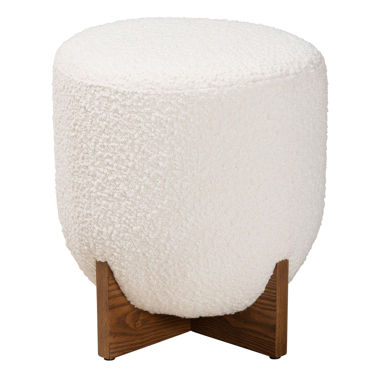 Baxton Studio Fisk Footstool, One Size, Cream/Walnut Brown Baxton Studio