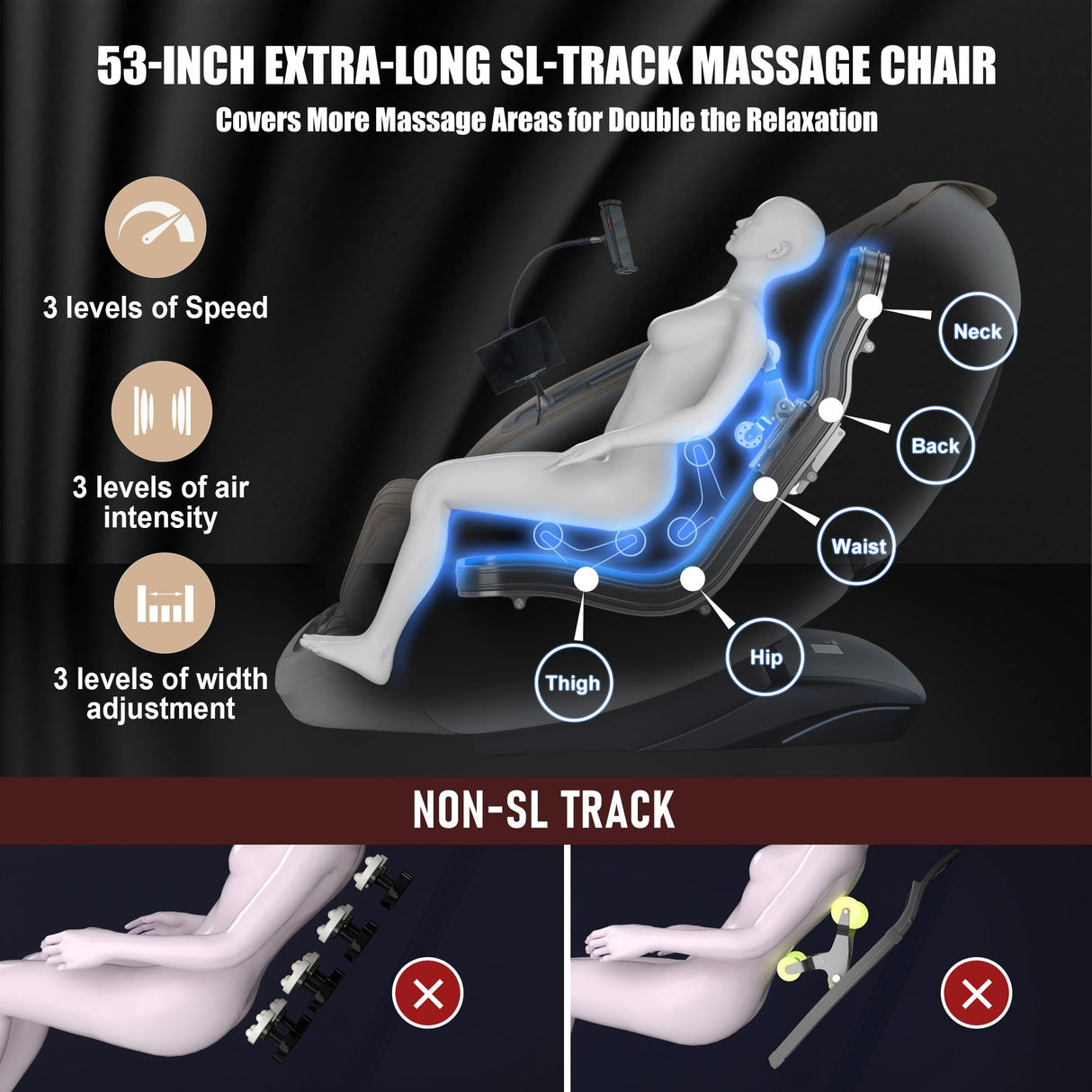 Notired Massage Chair Full Body, 2025 Zero Gravity SL-Track Shiatsu Massage Recliner Chairs with 12 Auto Modes, Foot Rollers, Waist & Calf Heating, Thai Yoga Stretch, AI Control & Body Scan L183 Beige Notired