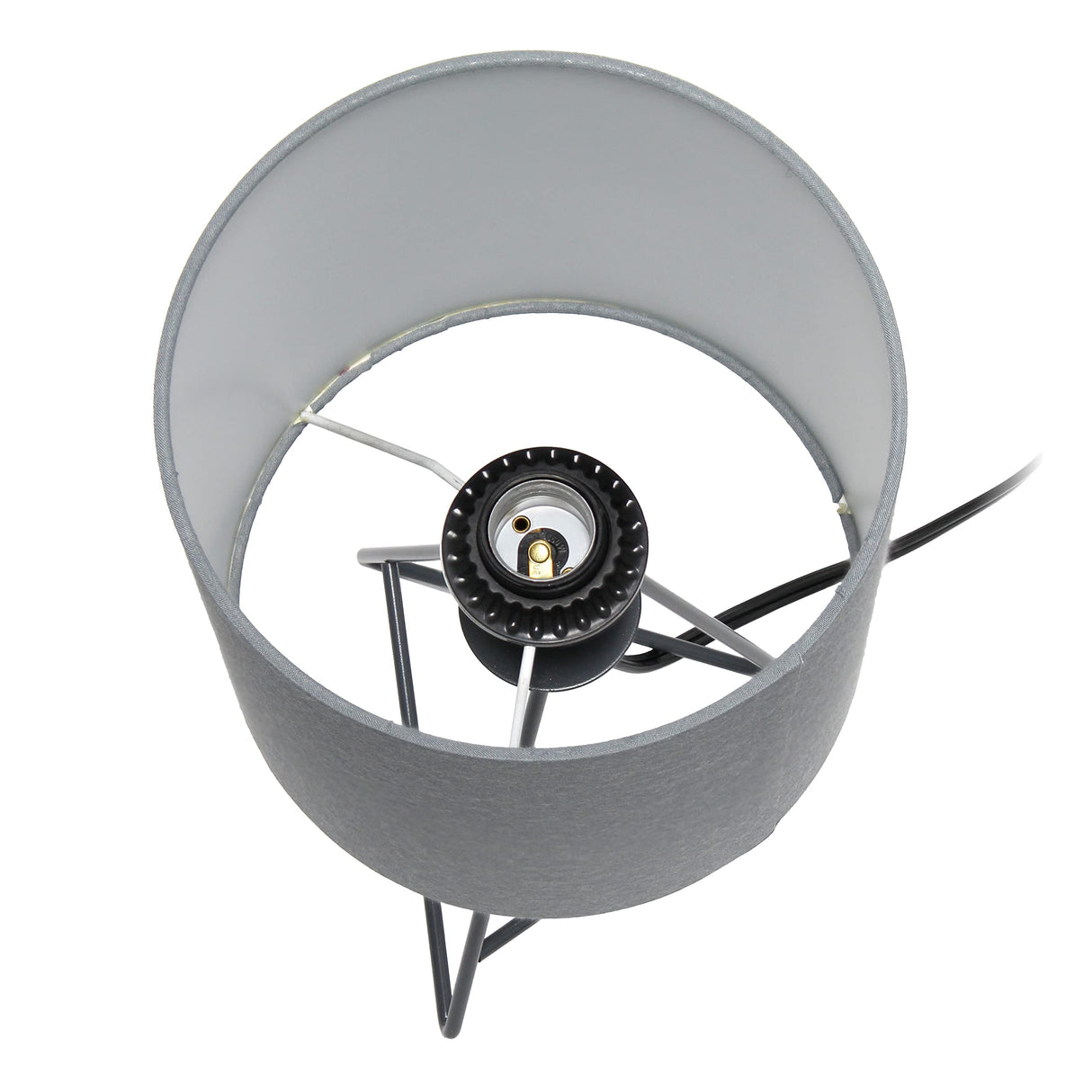 Simple Designs LT2066-WOW 14" Down to the Wire Metal Table Lamp with Fabric Shade, White with White Shade Simple Designs