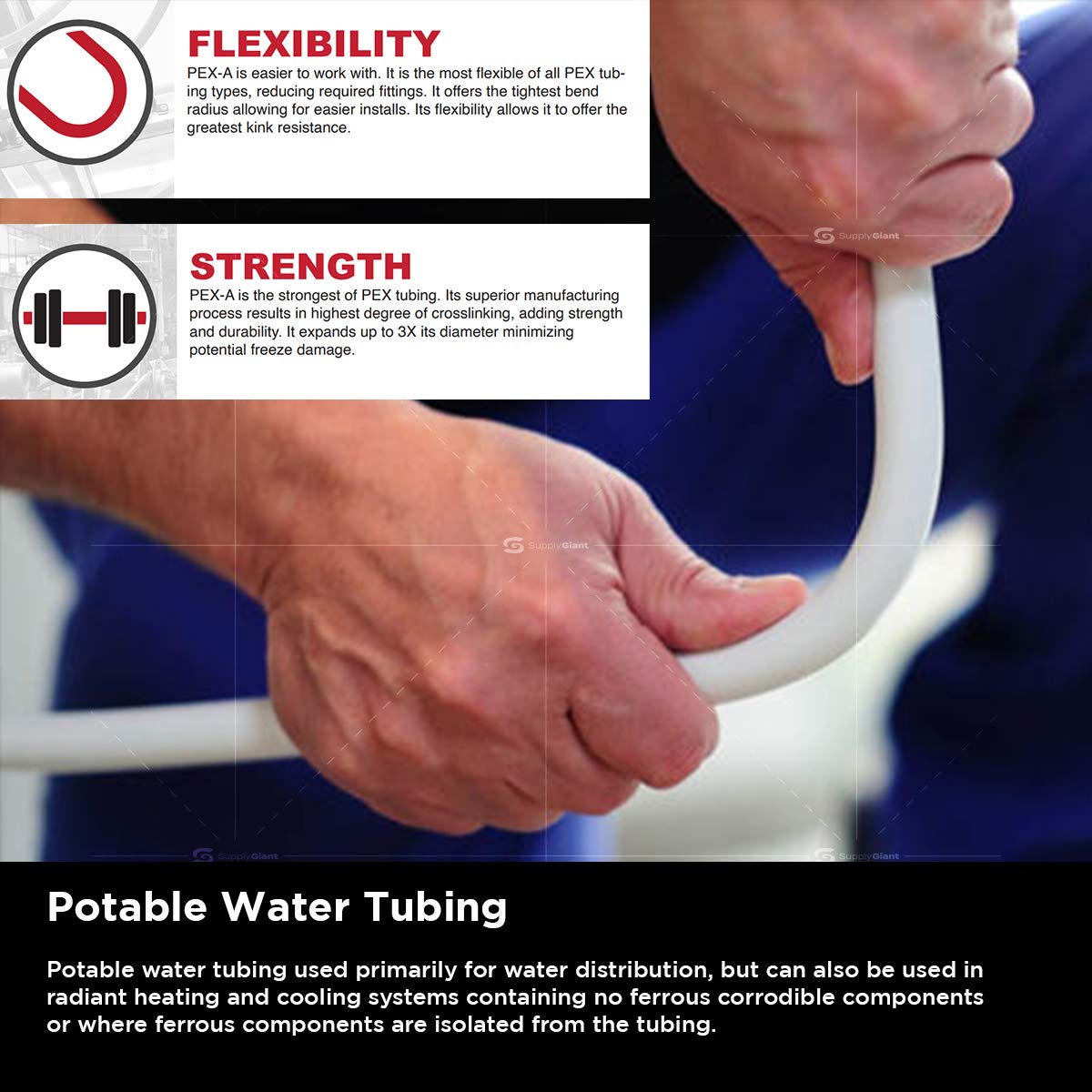 Pex-A Tubing 1/2 Inch x 100 Ft Pex Tube Coil, Non-Barrier Pex Pipe for Potable Water, 1/2" Pex Flexible Water Tubing for Plumbing, White Pex Tubing Supply Giant