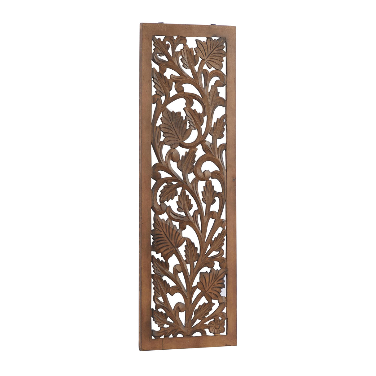 Deco 79 Wooden Floral Handmade Home Wall Decor Intricately Carved Acanthus Wall Sculpture, Wall Art 12" x 1" x 36", Brown Deco 79