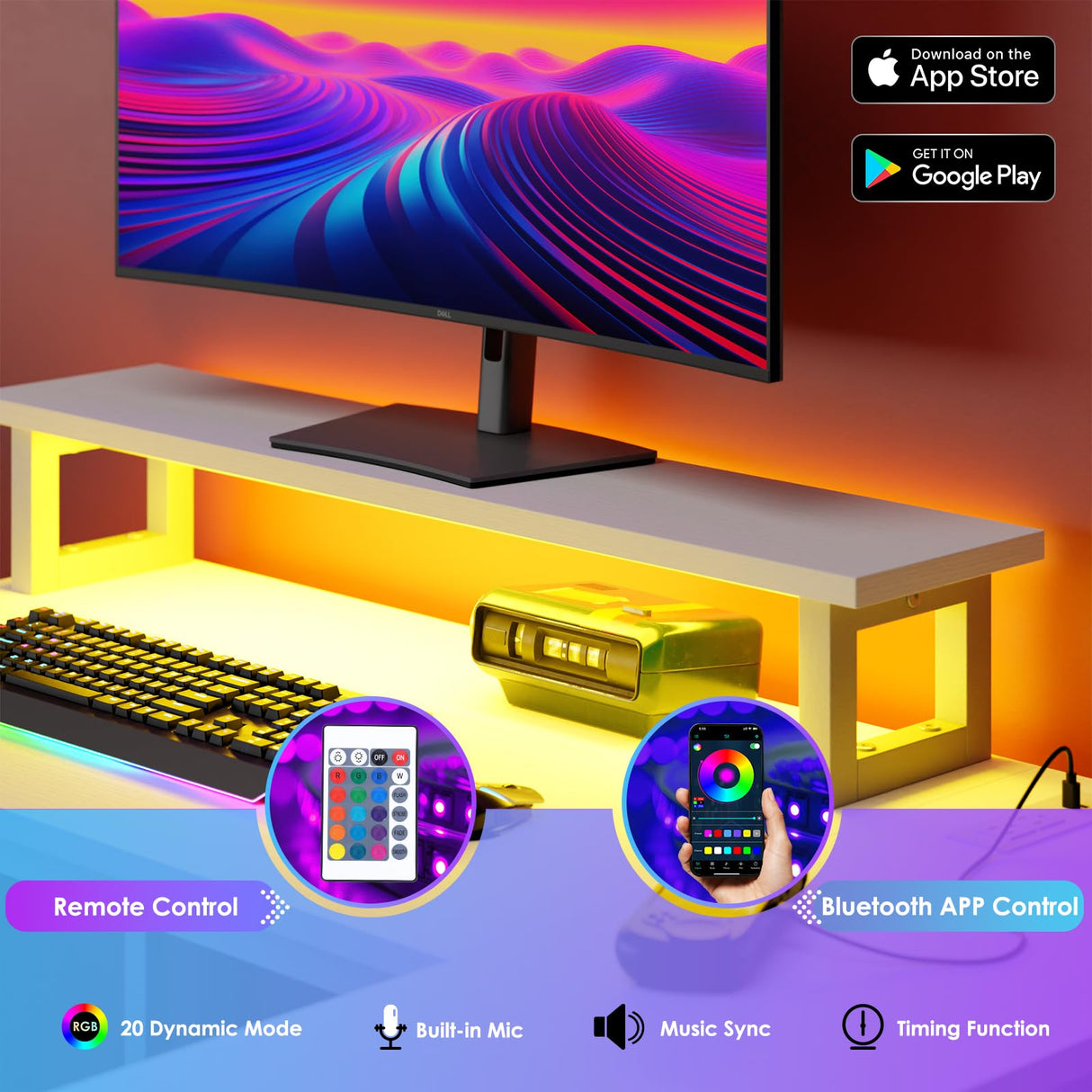 Fixwal L Shaped Gaming Desk with Power Outlets and LED Lights, 43 Inch Computer Desk with Charging Port, Small Corner Desk Table with Drawer and Shelf, Home Office Desk with Monitor Stand Fixwal