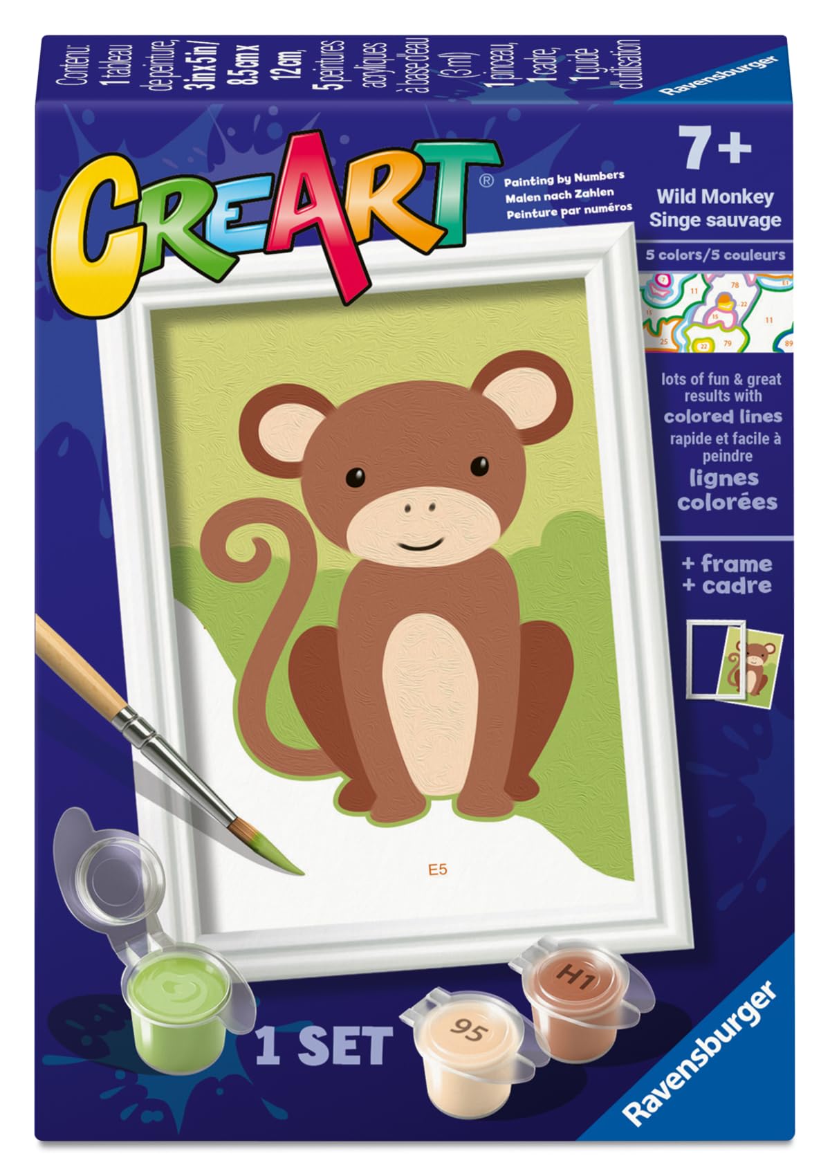 Ravensburger - Wild Monkey CreArt Paint by Numbers Kit | Fun & Easy DIY Art for Kids Age 7+ | Creative Gift Idea for Birthdays & Holidays Ravensburger