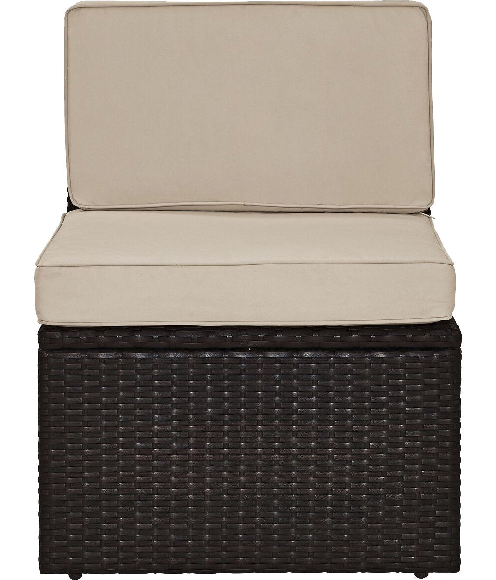 Crosley Furniture Palm Harbor Armless Outdoor Sectional Chair, Wicker Patio Chairs for Porch, Deck, Backyard, Brown with Sand Cushions Crosley Furniture