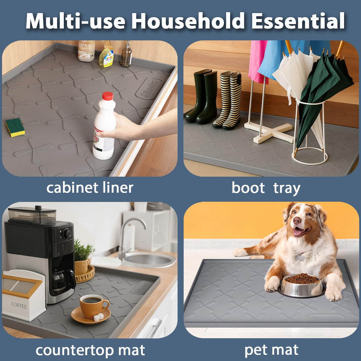 SIKADEER 34" x 22" Under Sink Mat Waterproof, Silicone Mat Kitchen Drawer Shelf and Cabinet Liner, Sink Protector for Kitchen Organizers and Storage, Boot Tray Pet Food Mats SIKADEER