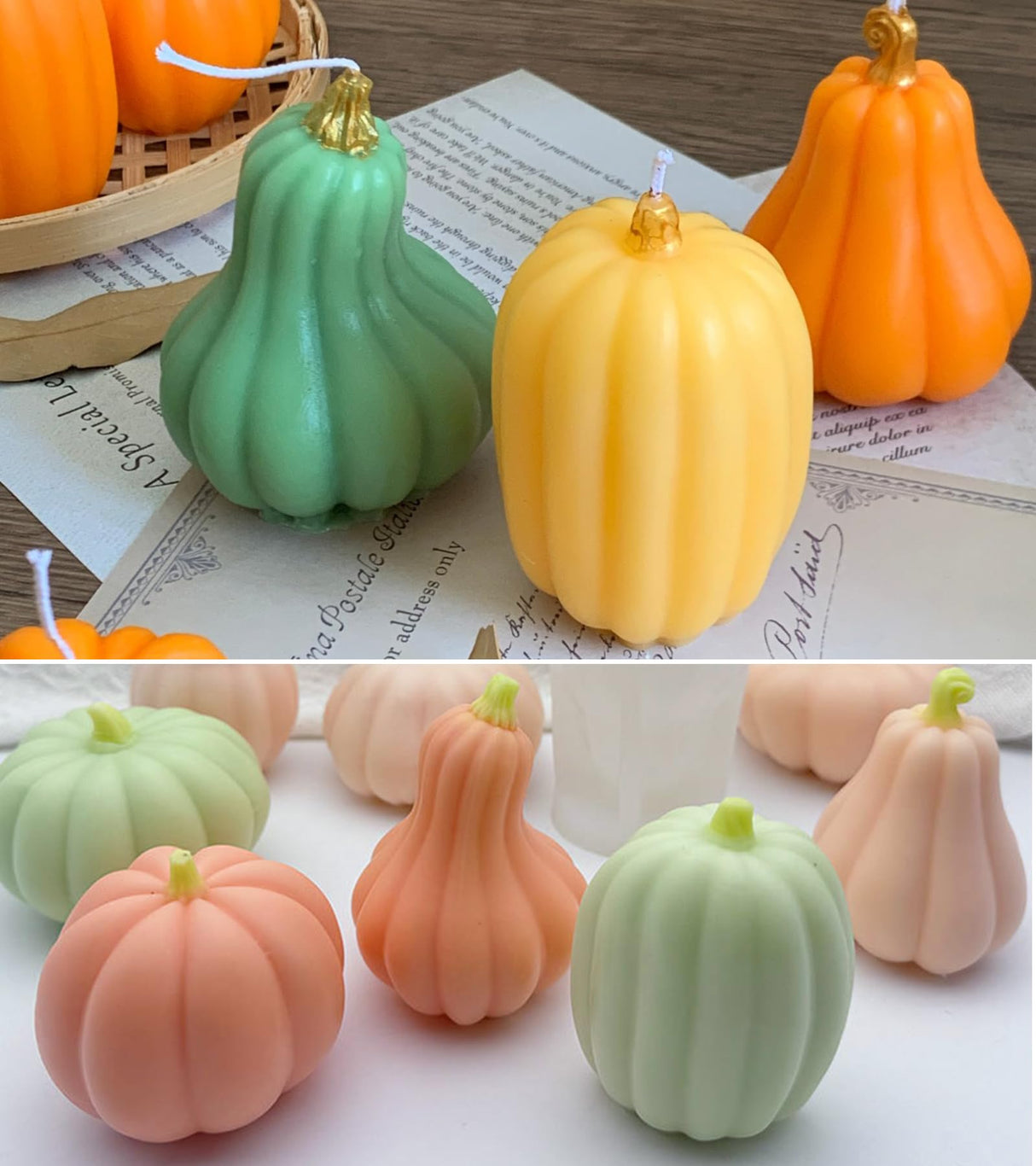Japleed Pumpkin Candle Molds for Candle Making, Fall Halloween Thanksgiving Ornament Molds, 3D Pumpkin Epoxy Resin Soap Wax Silicone Mold Autumn Chocolate Cake Fondant Dessert Mould (Pear) japleed