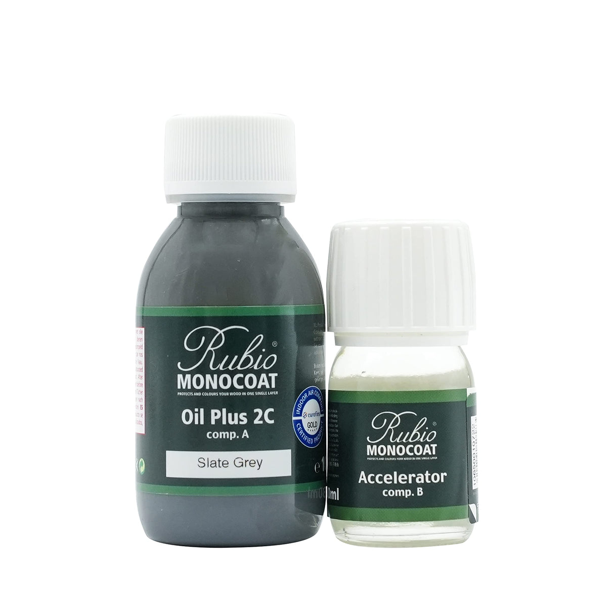 Rubio Monocoat Wood Stain & Finish 65 ft² - Slate Grey | Oil Plus 2C | Quick-Dry, Eco-Friendly Linseed Wood Oil for Indoor Use, Includes Accelerator (Part B) | Protector | 130 ml Rubio Monocoat