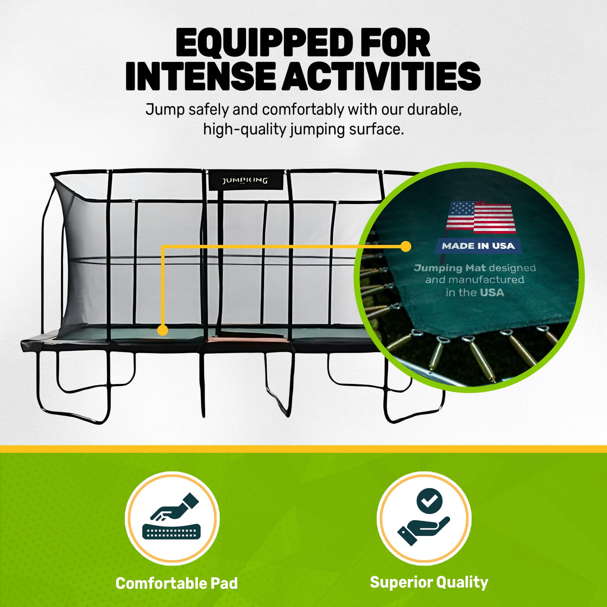 JumpKing Rectangular Trampoline Outdoor 18FT with Enclosure, Ladder, and Net, Large Recreational Trampoline for Kids and Adults, ASTM compliant, Heavy Duty, Weather-Resistant, 1200LBS Capacity JumpKing