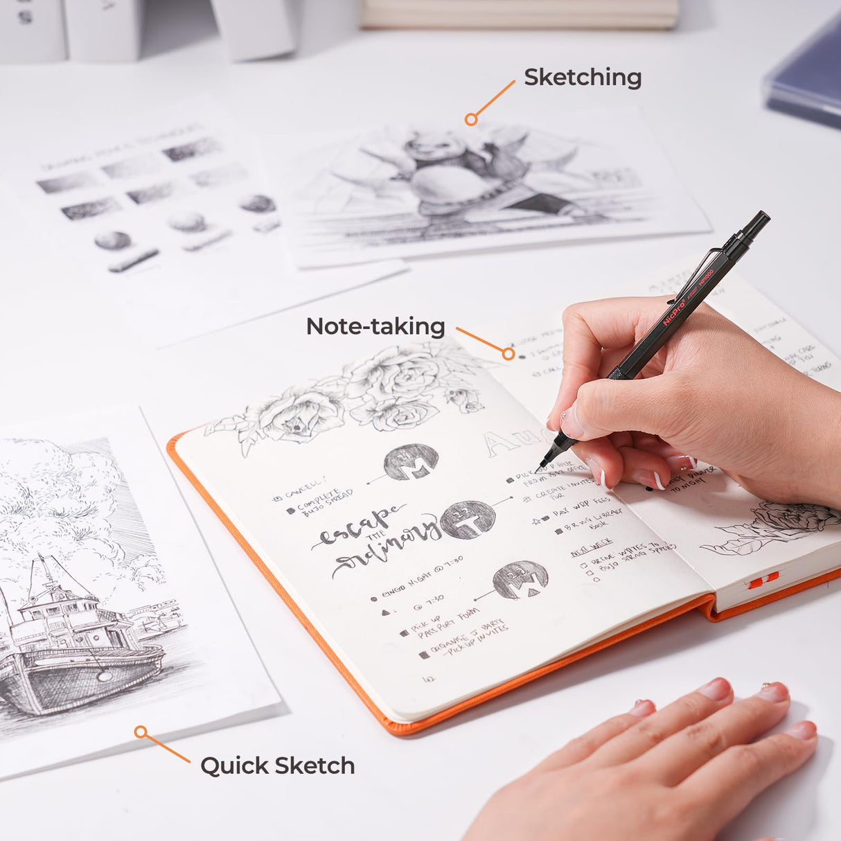 Nicpro 35PCS Black Metal Mechanical Pencils Set in Case, Art Drafting Pencil 0.5, 0.7, 0.9 mm & 3PCS 2mm Graphite Lead Holder for Drawing Sketching With 20 Tube Lead Refills(6B 4B 2B HB 2H 4H Colors) Nicpro