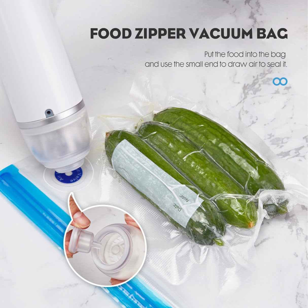 Vacuum Sealer for Food, Food Saver Vacuum Sealer Machine,Bag Sealer Comes with 15 Reusable Food Bags, HandHeld Food Sealer Vacuum Sealer for Sealing Meats Vegetables Fruits and Food with Liquid VALACU